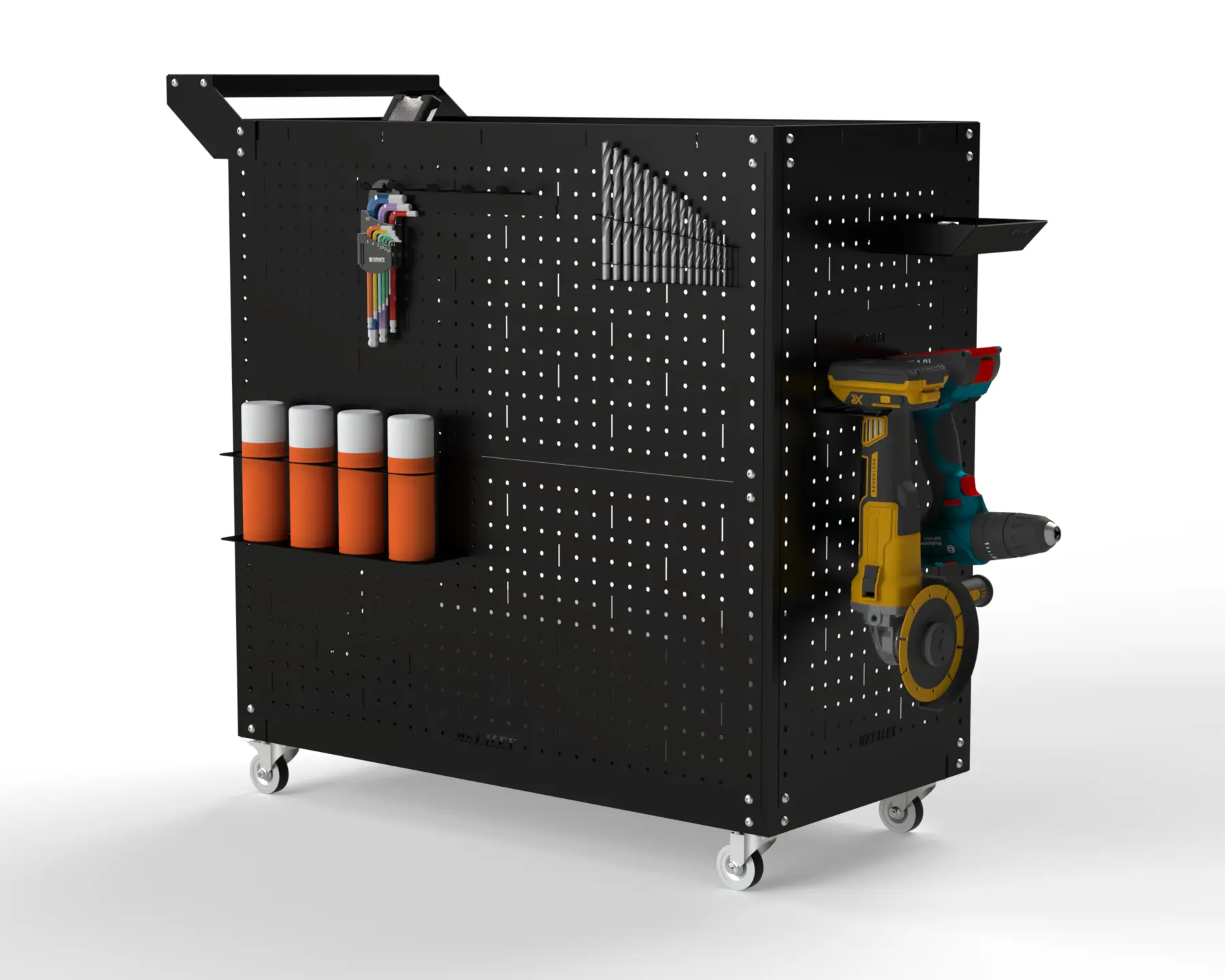 Изображение товара Тележка инструментальная Metalex 118368 3 800x450x900 мм 2 полки с аксессуарами