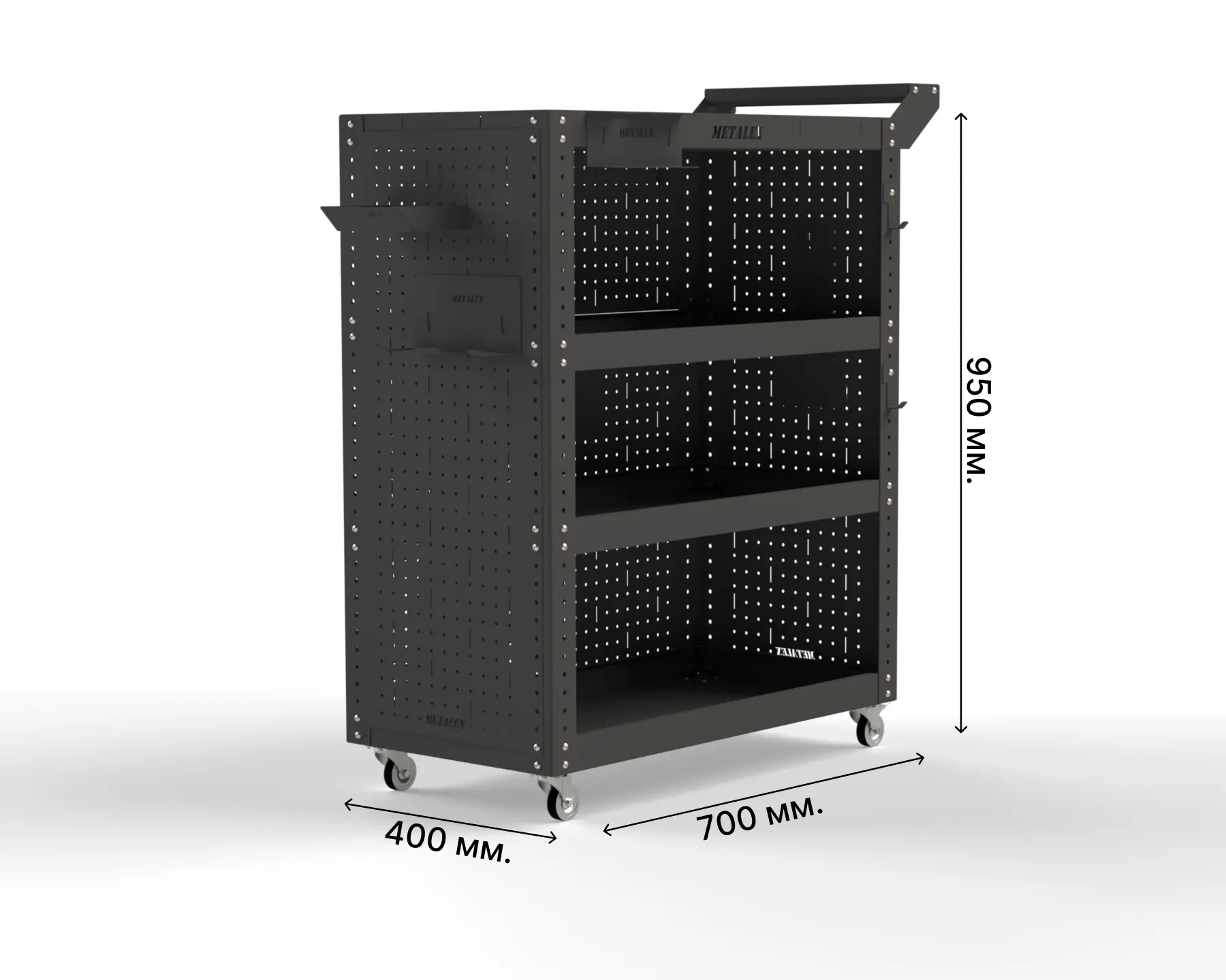 Изображение товара Тележка инструментальная Metalex 118442 950x450x900 мм 4 полки Россия