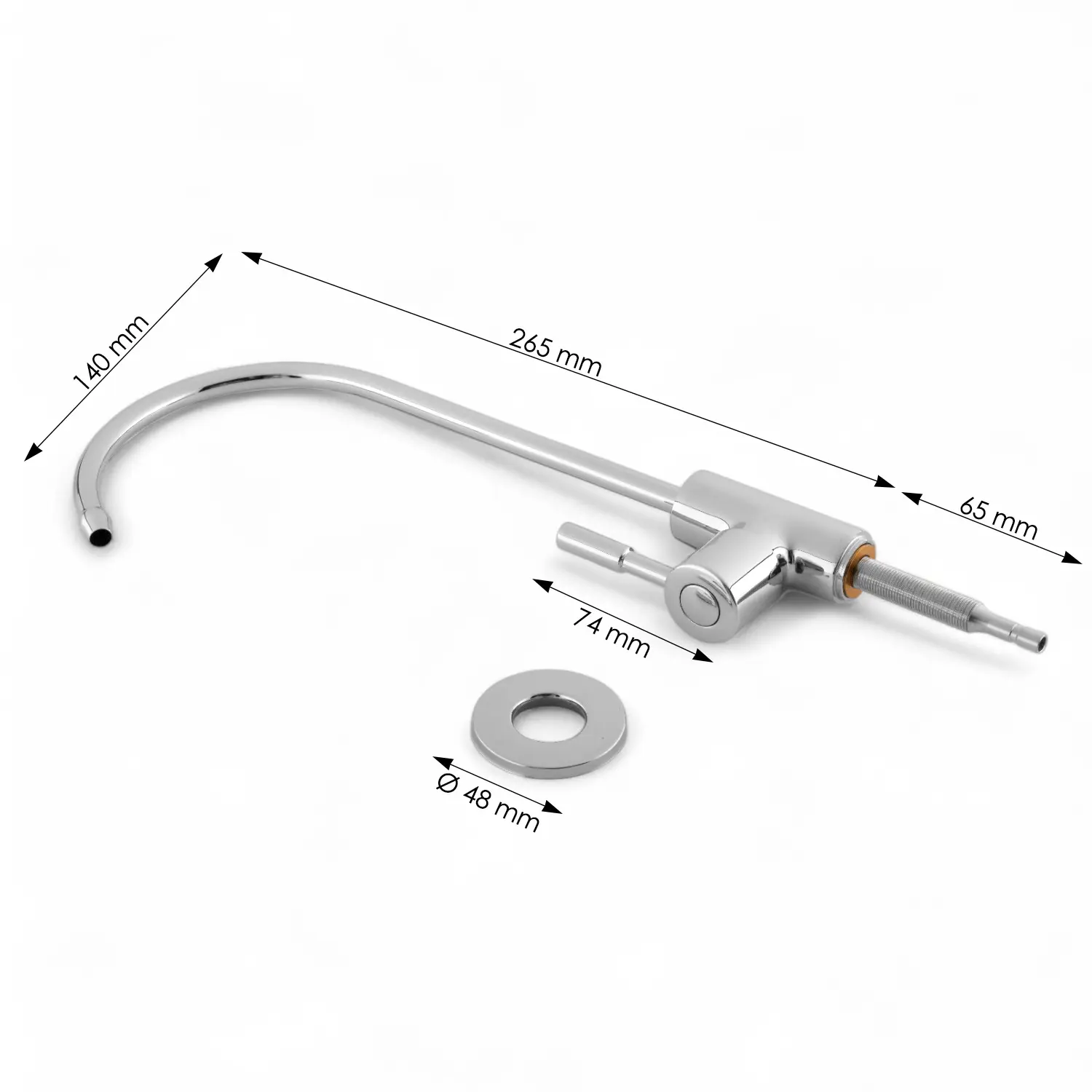 Изображение товара Кран для фильтра питьевой воды DO.Korona С-образный нержавеющая сталь цвет хром
