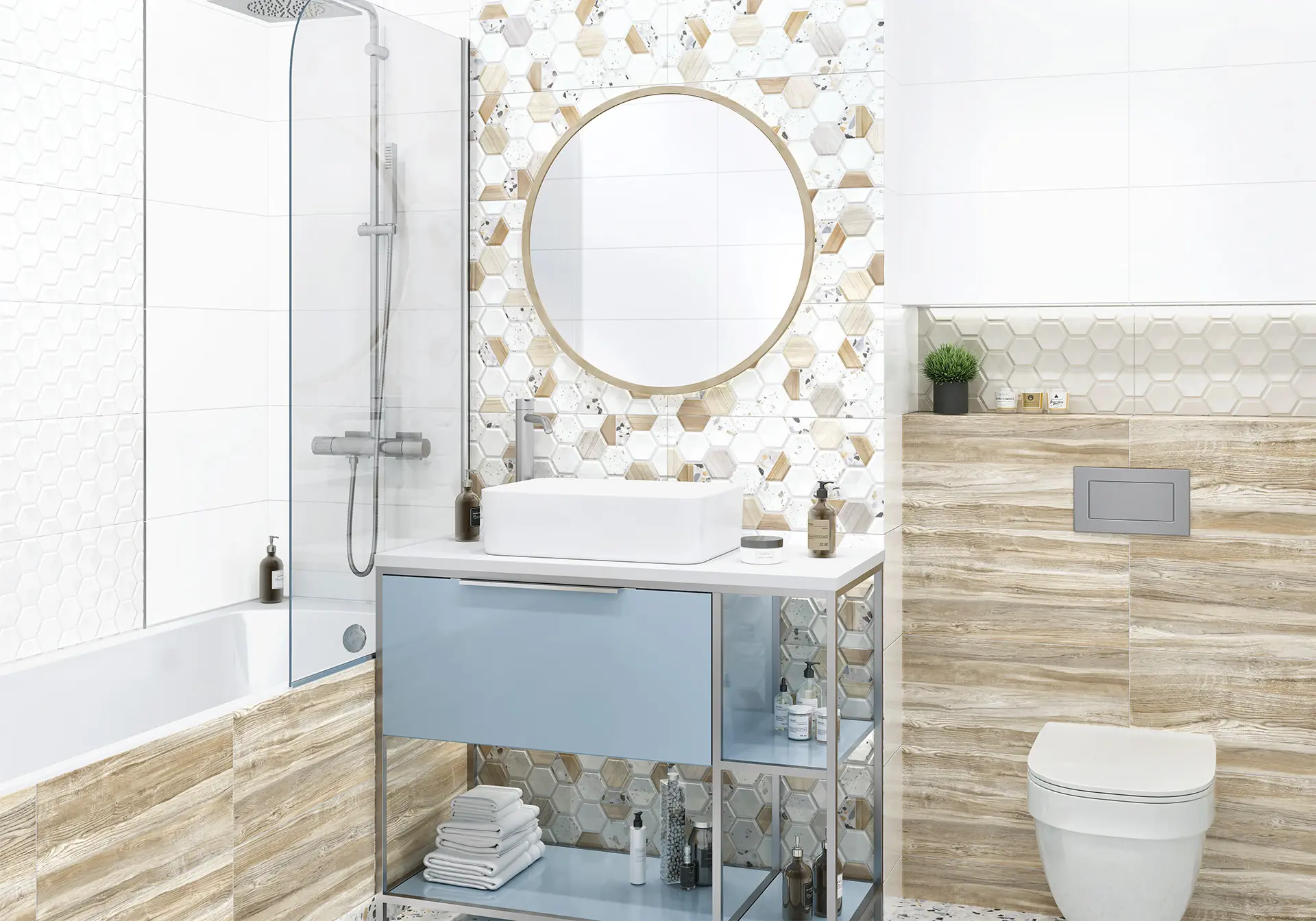 Изображение товара Настенная плитка Alma Ceramica Bilbao 24.9x50 см разноцветная для стен интерьера