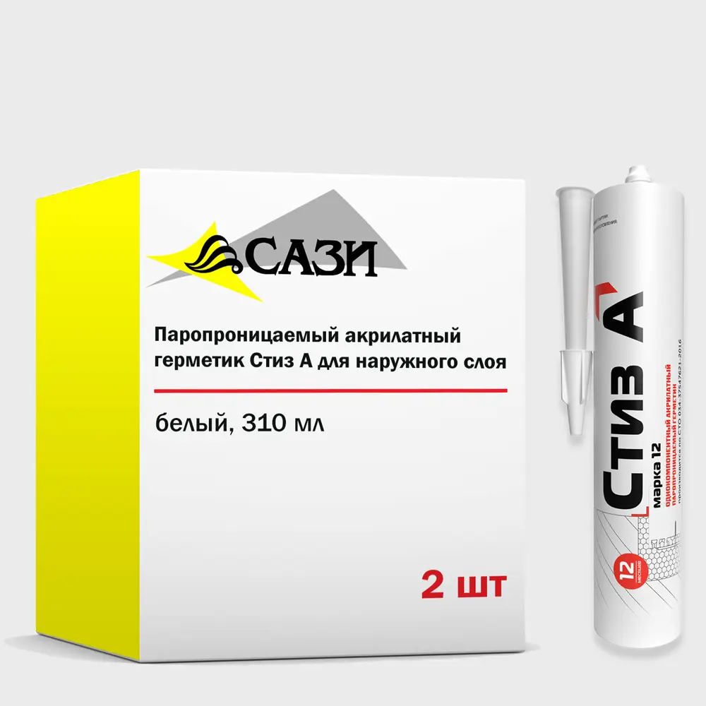 Изображение товара Герметик Стиз А 310 мл белый для установки окон 2 шт