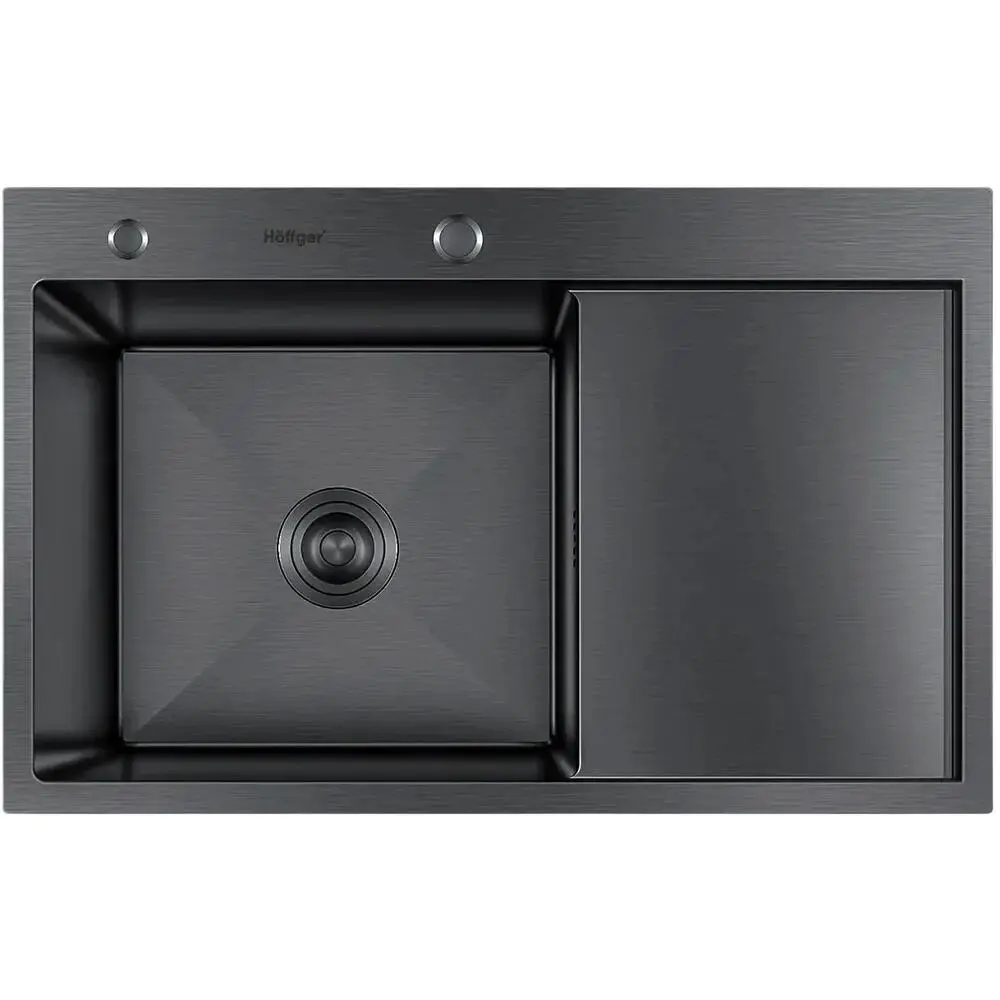 Изображение товара Врезная мойка Hoffger HFG-7850B-L 78x50x48 см нержавеющая сталь цвет графит