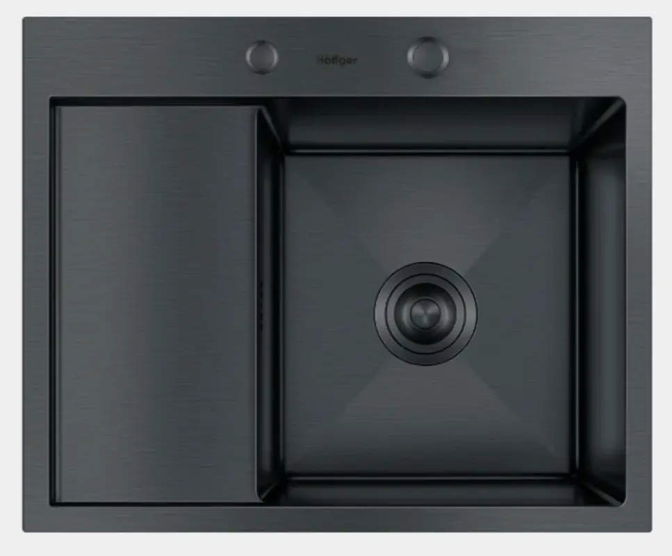 Изображение товара Врезная кухонная мойка Hoffger HFG-5848B-R 48x58 см из нержавеющей стали черная