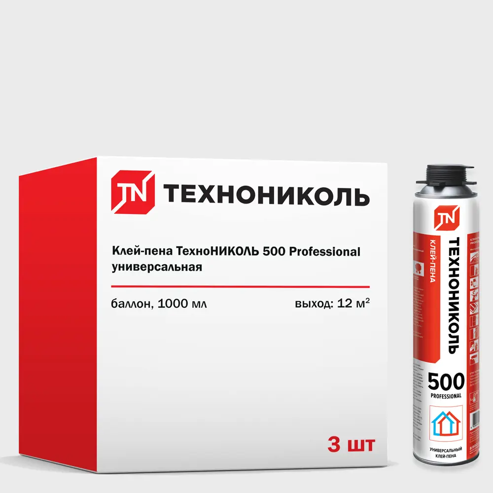 Изображение товара Клей-пена Технониколь №500 Professional универсальная профессиональная летняя 1000 мл 3 шт