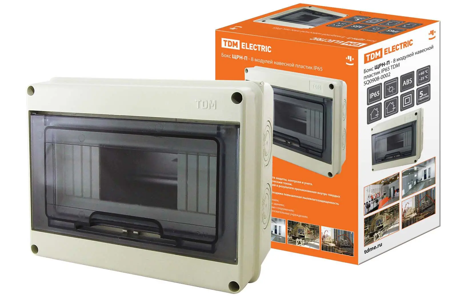 Изображение товара Щит распределительный навесной TDM Electric ЩРН-П-8 8 модулей IP65 пластик