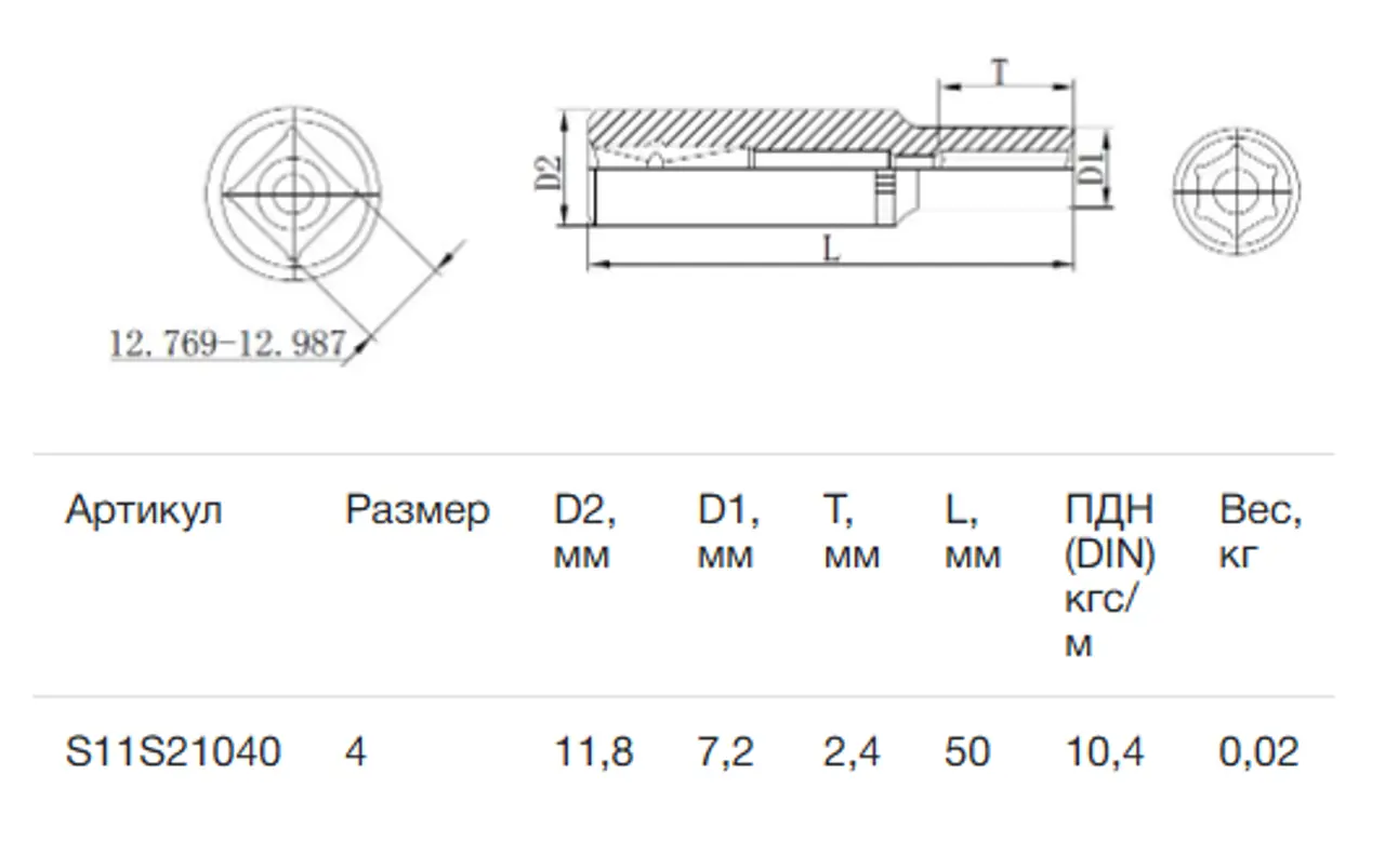 Изображение товара Торцевая головка удлиненная шестигранная Thorvik S11S21040 1/4 дюйма 4 мм
