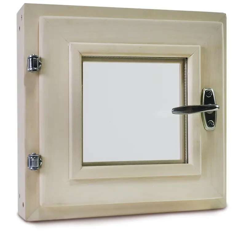 Изображение товара Окно для бани Dlyabani деревянное 300x300мм (ВхШ) поворотный однокамерный стеклопакет