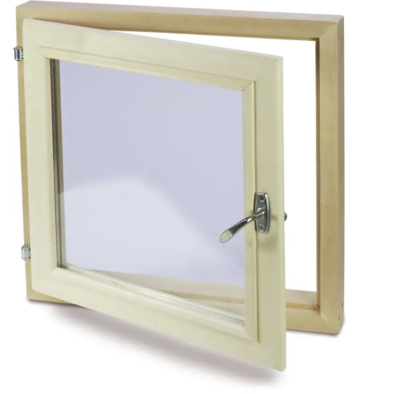 Изображение товара Окно для бани Dlyabani деревянное 500x500мм (ВхШ) поворотный однокамерный стеклопакет