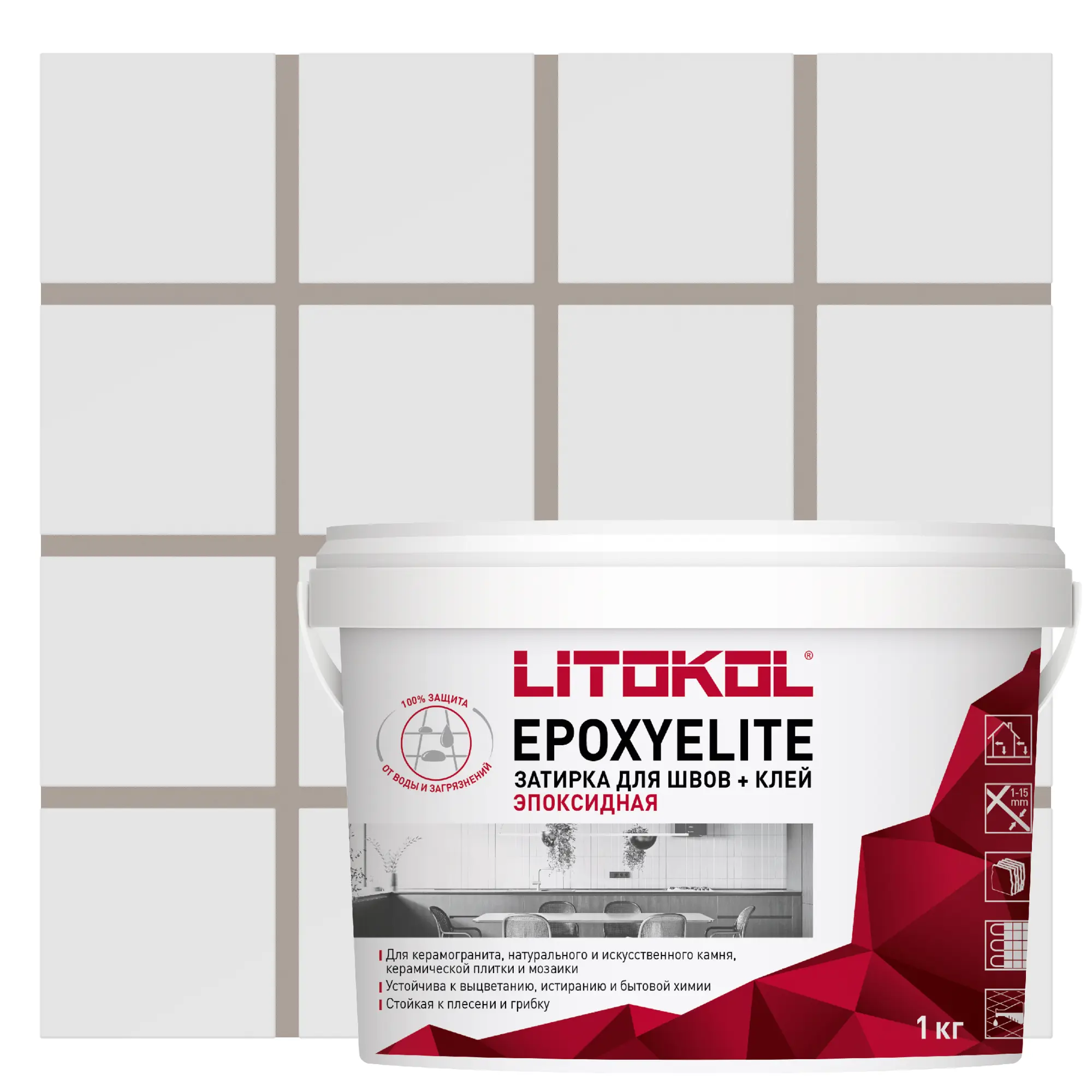 Изображение товара Затирка эпоксидная Litokol epoxyelite E.04 цвет платина 1 кг с клейкими свойствами