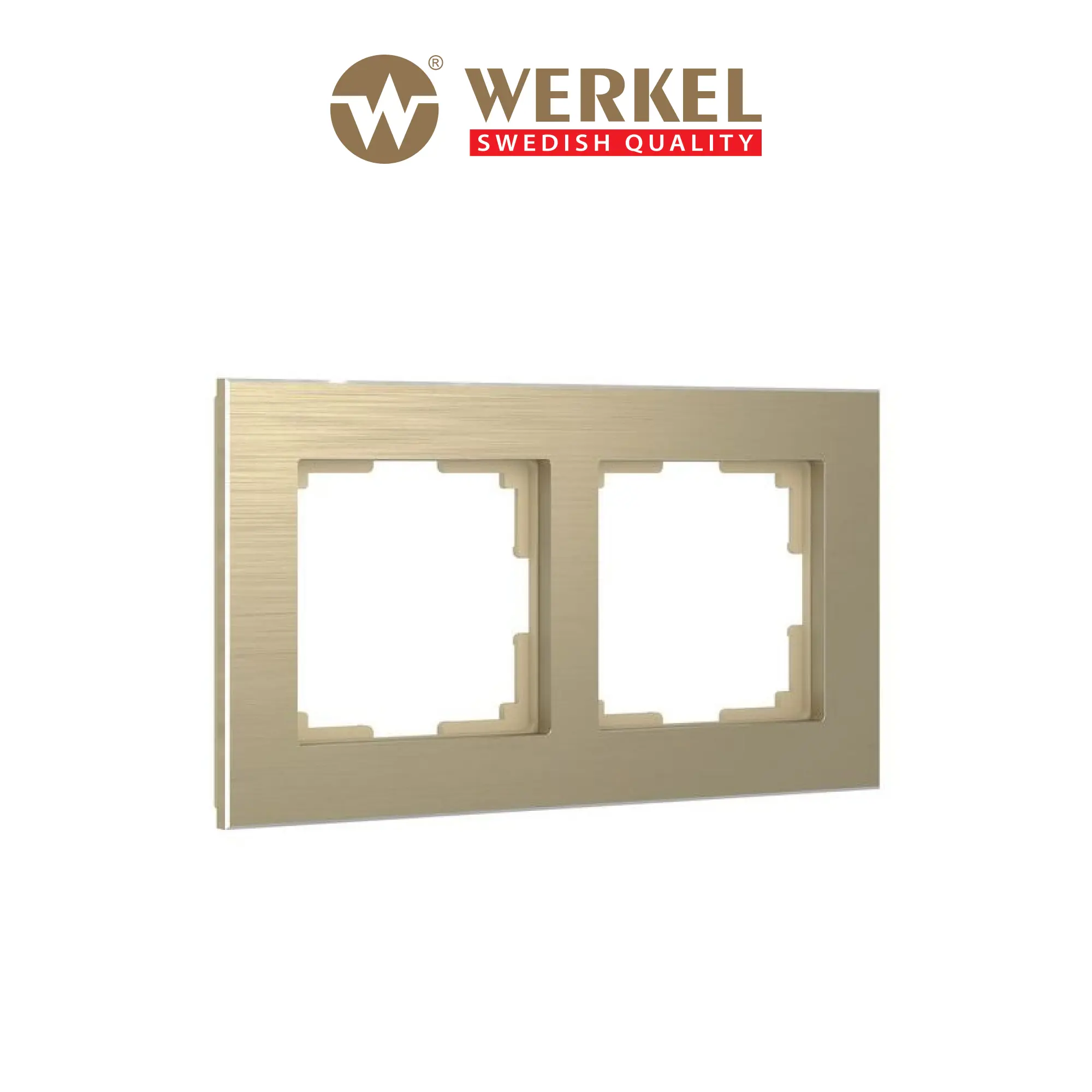 Изображение товара Рамка для розеток и выключателей Werkel на 2 поста цвет шампань алюминий