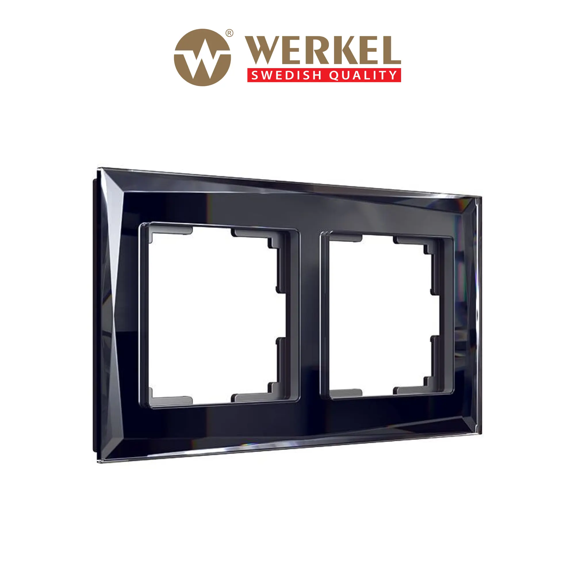 Изображение товара Рамка для розеток и выключателей Werkel Diamant 2 поста цвет черный