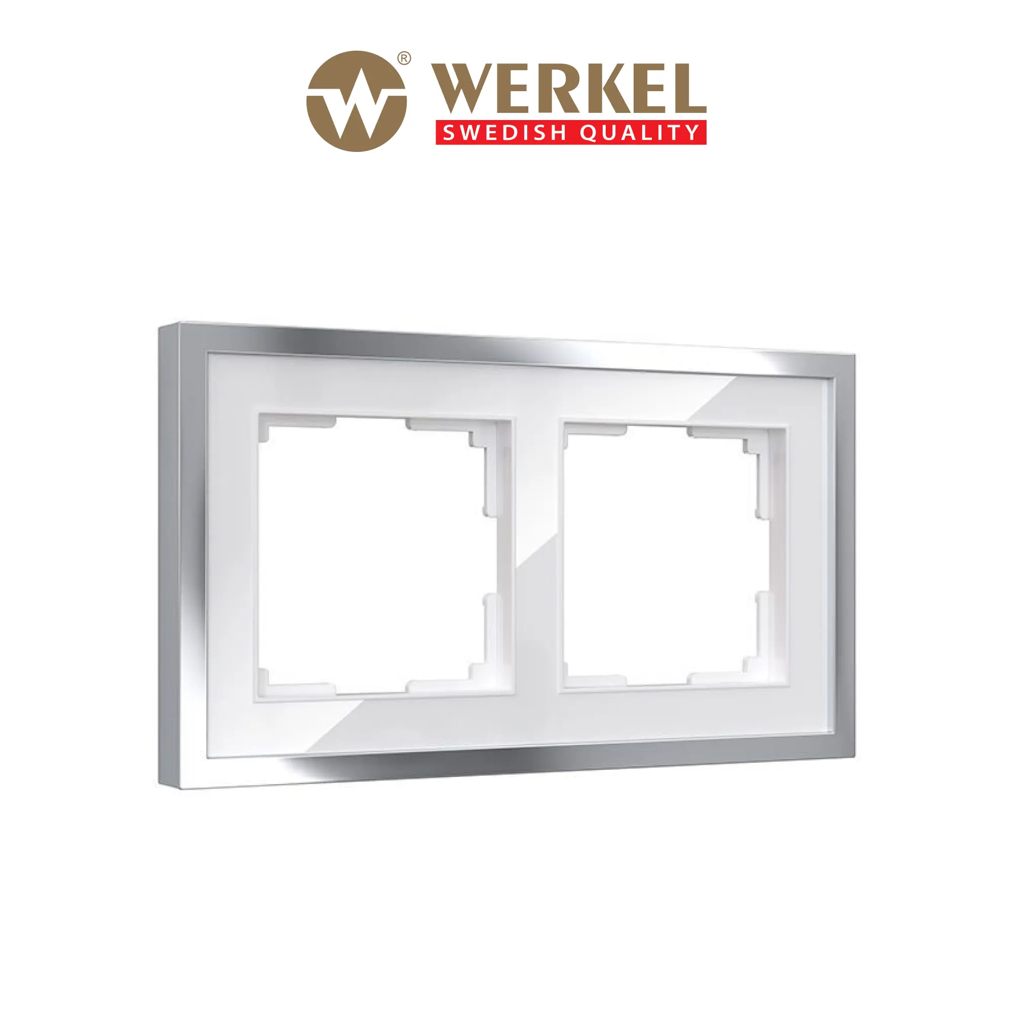 Изображение товара Рамка для розеток и выключателей Werkel Baguette белый/серебро 2 поста цвет белый