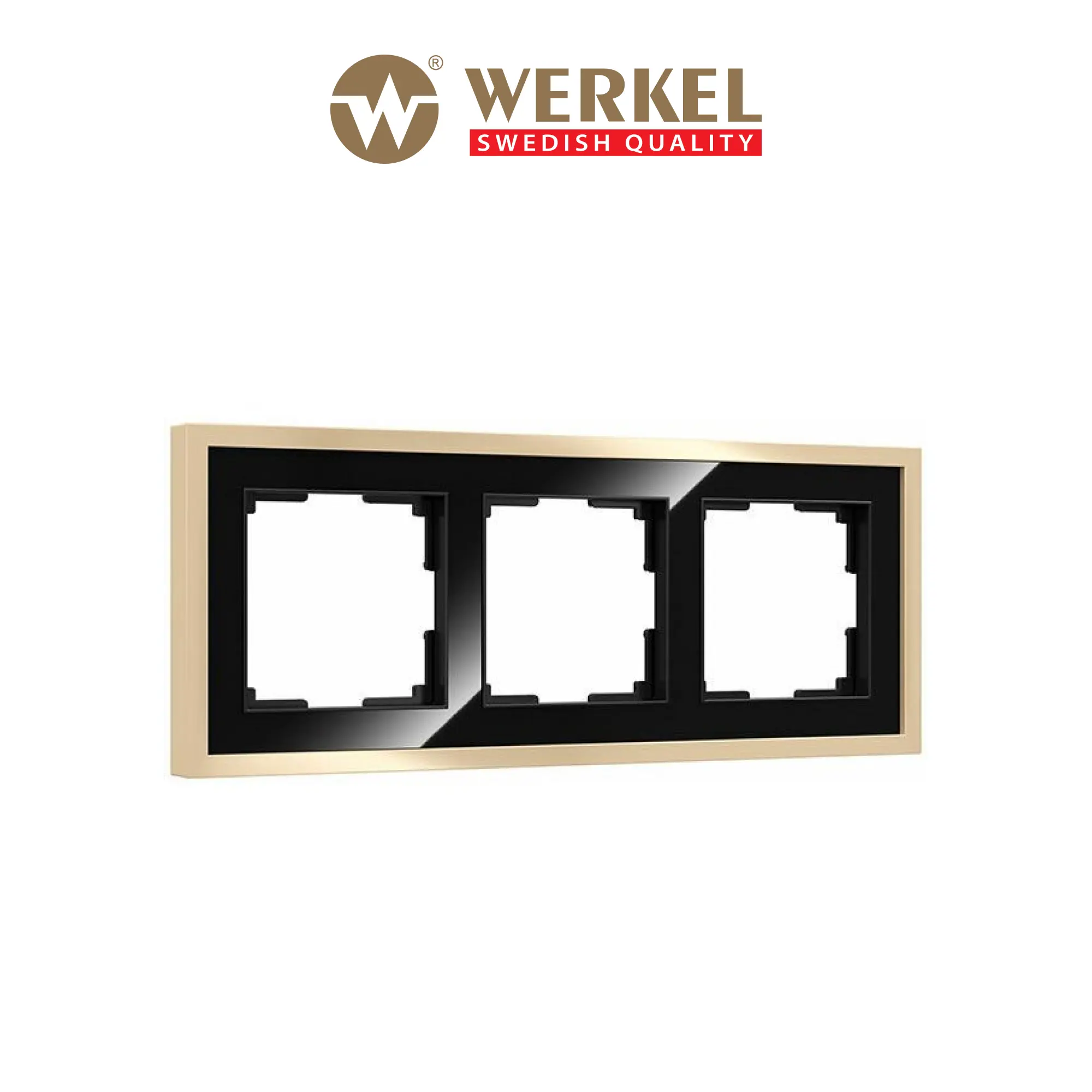 Изображение товара Рамка для розеток и выключателей Werkel Baguette черный/латунь на 3 поста
