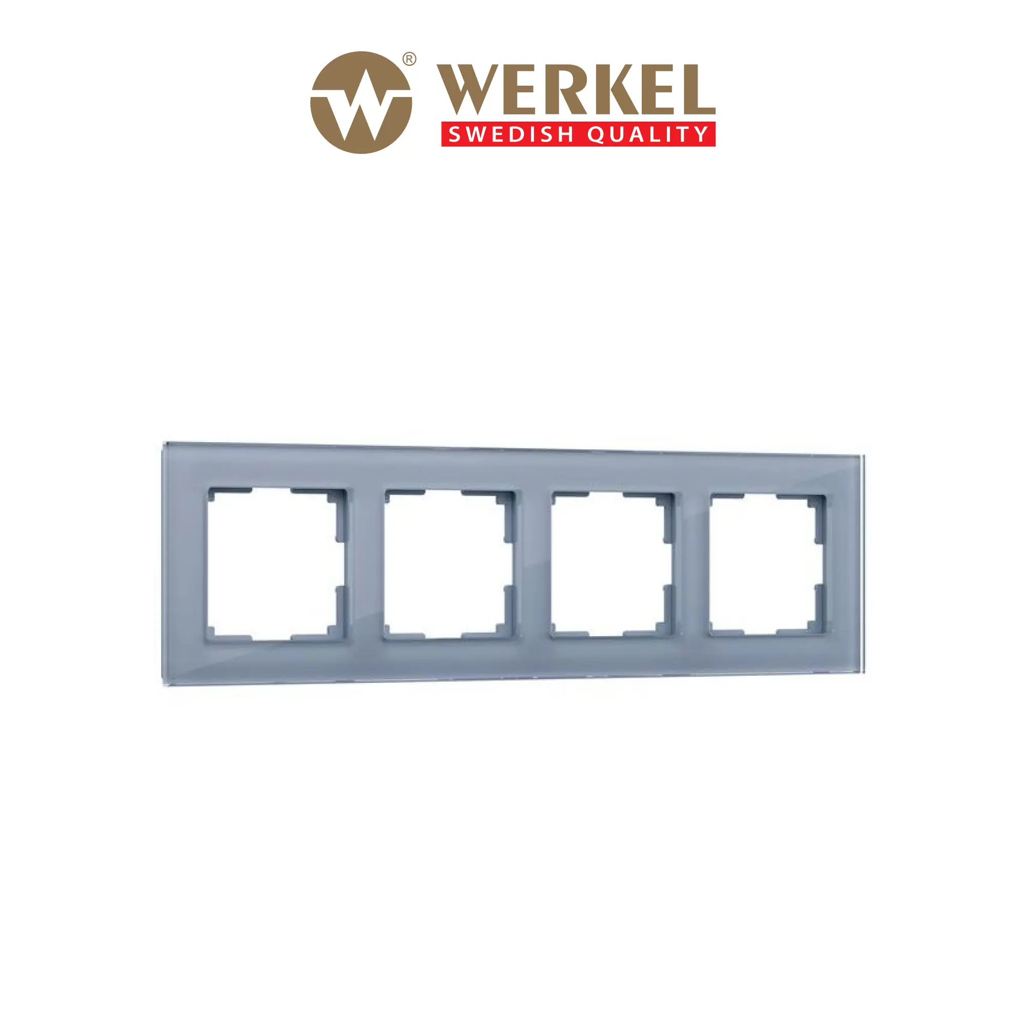 Изображение товара Рамка для розеток и выключателей Werkel Favorit 4 поста из стекла серого цвета