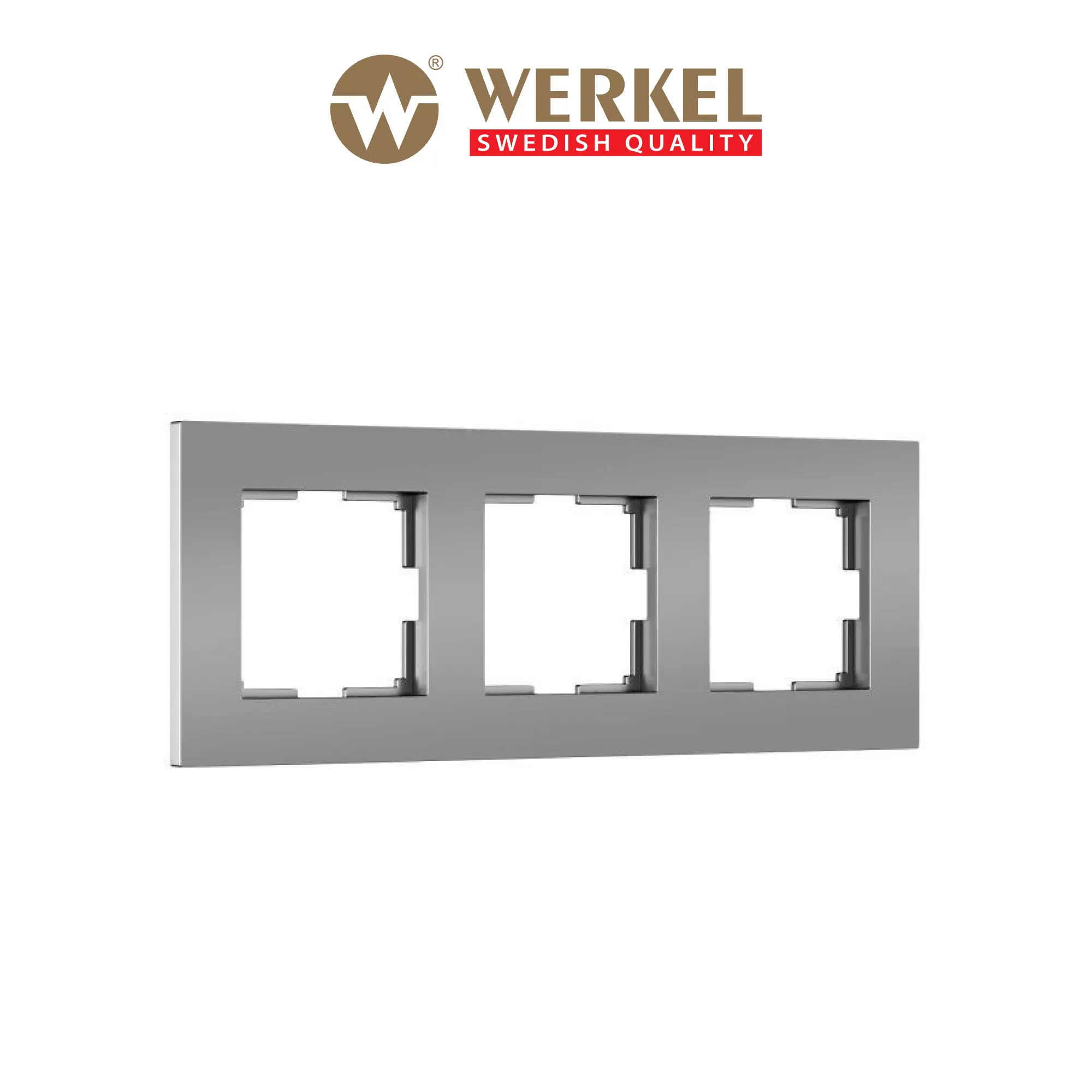 Изображение товара Рамка для розеток и выключателей Werkel Slab W0032965 серебро матовый 3 поста