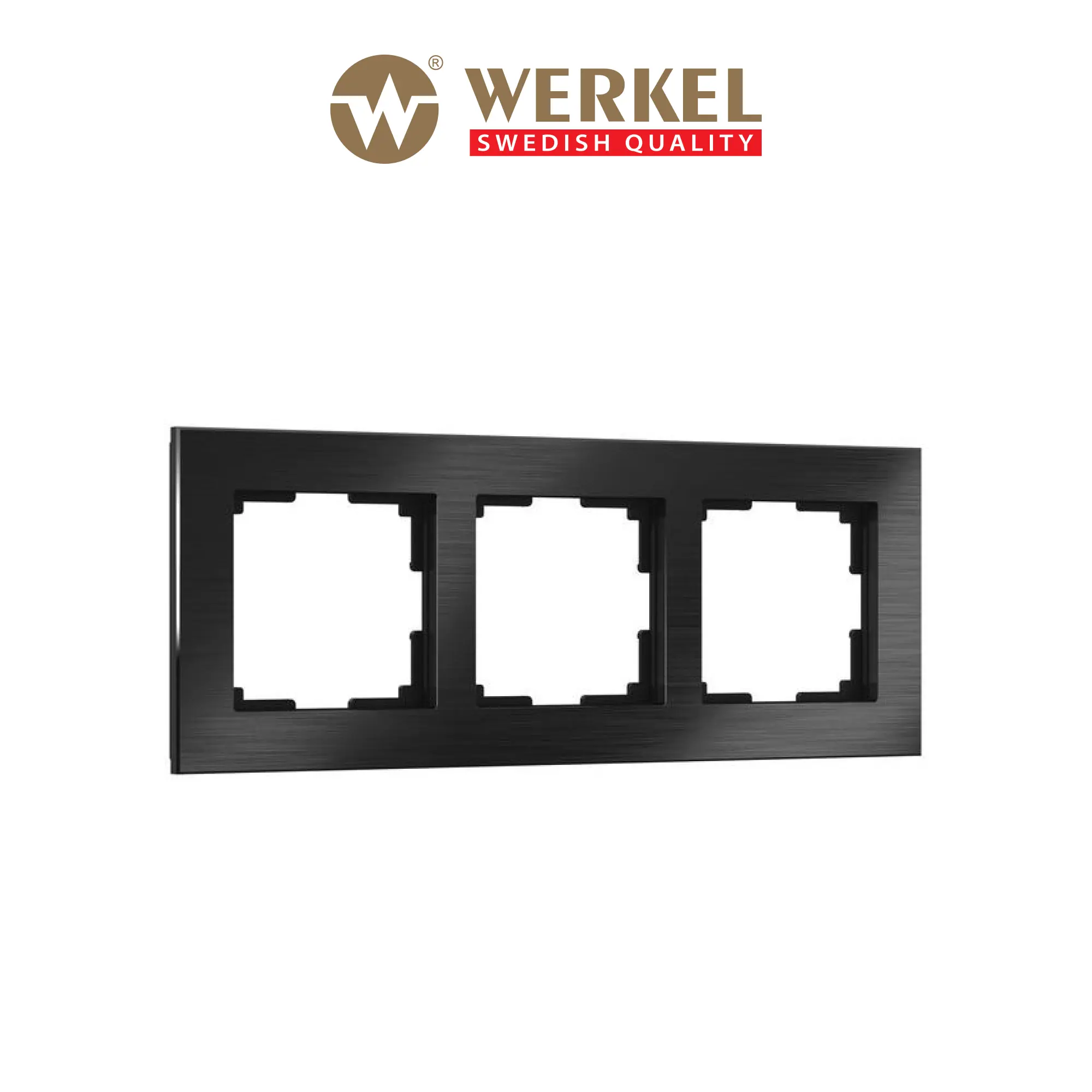 Изображение товара Рамка для розеток и выключателей Werkel Aluminium 3 поста черный алюминий