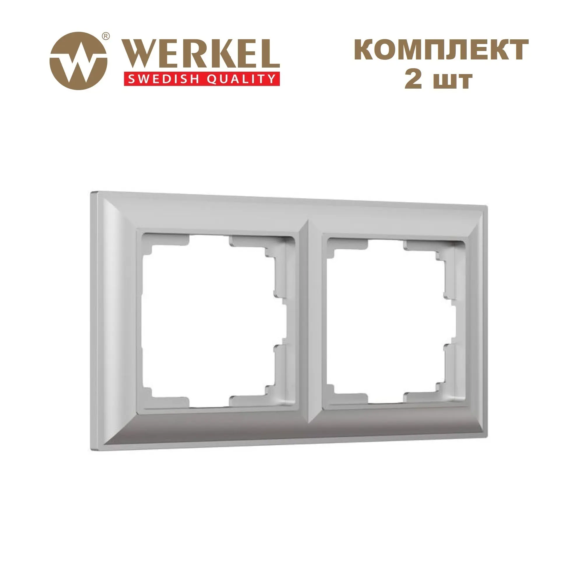 Изображение товара Рамка для розеток и выключателей Werkel Fiore серебряный 2 поста навесная