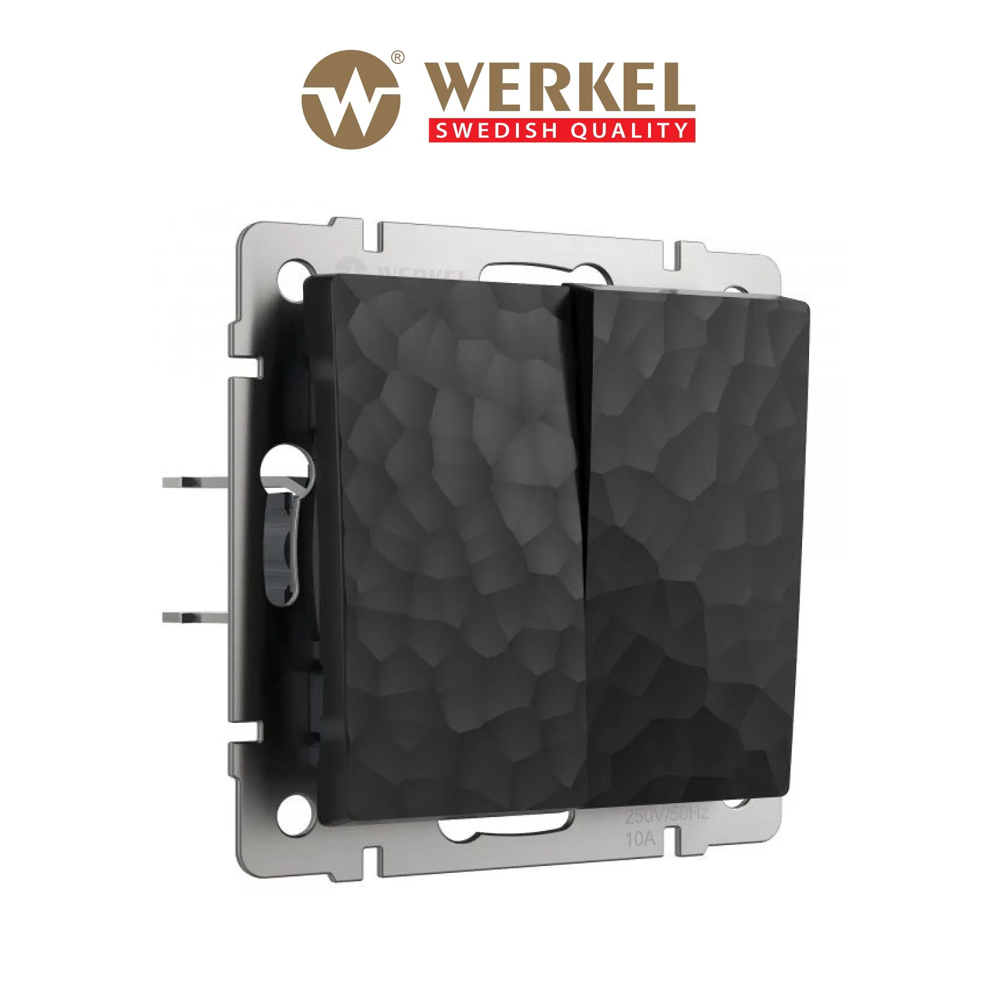 Изображение товара Выключатель встраиваемый Werkel Hammer W1220008 2 клавиши черный