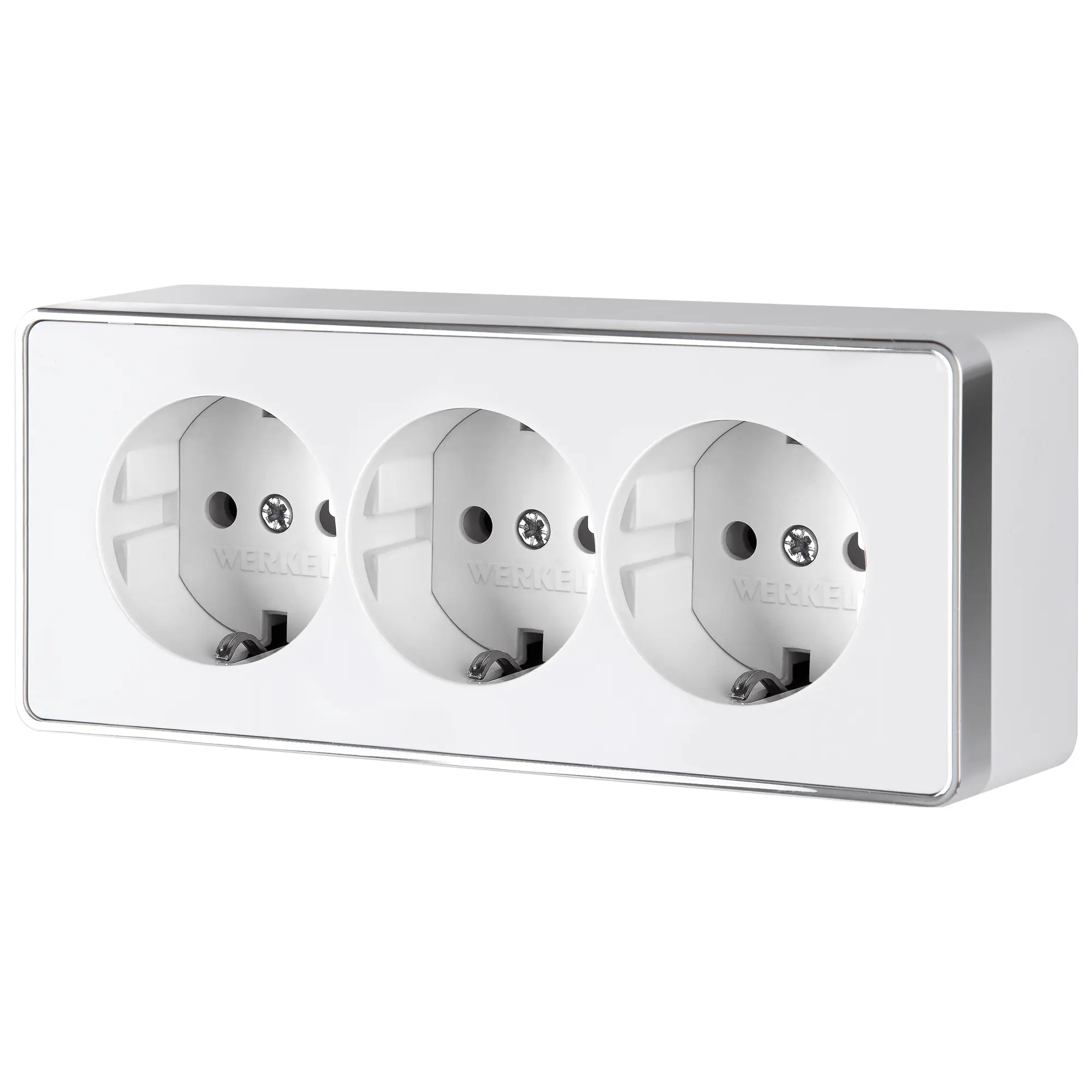 Изображение товара Розетка тройная накладная Werkel Gallant a051594 с заземлением белая