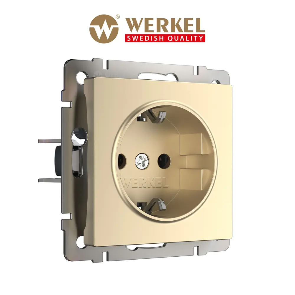 Изображение товара Встраиваемая розетка с заземлением Werkel шампань W1171011 16А
