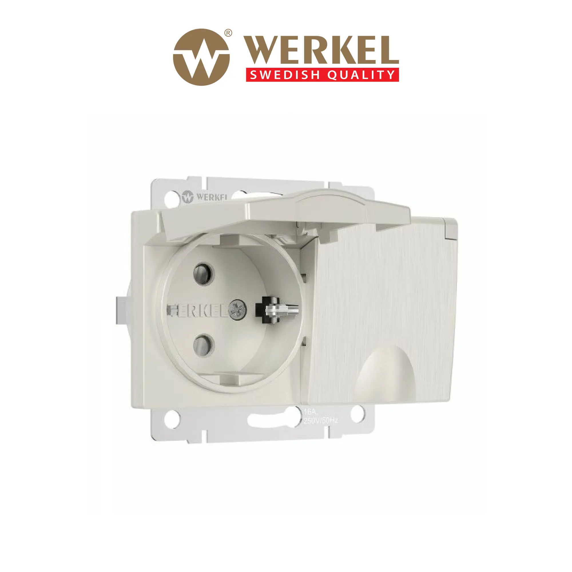 Изображение товара Встраиваемая двойная влагозащитная розетка Werkel W1172213 IP44 с заземлением