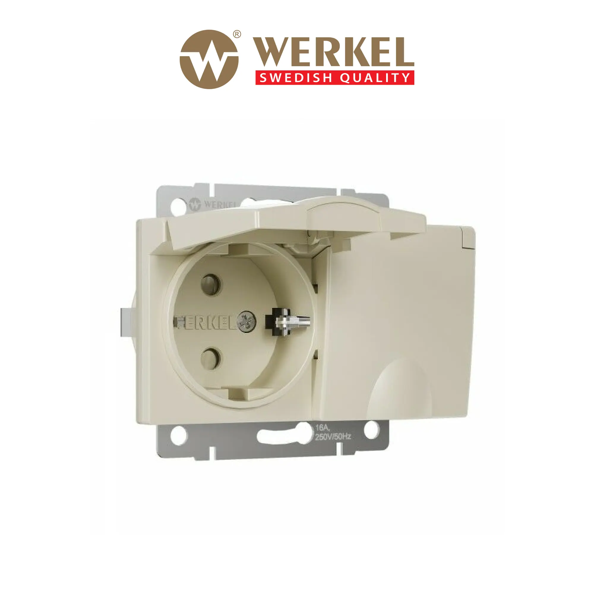 Изображение товара Двойная встраиваемая влагозащищенная розетка Werkel W1172203 IP44 слоновая кость