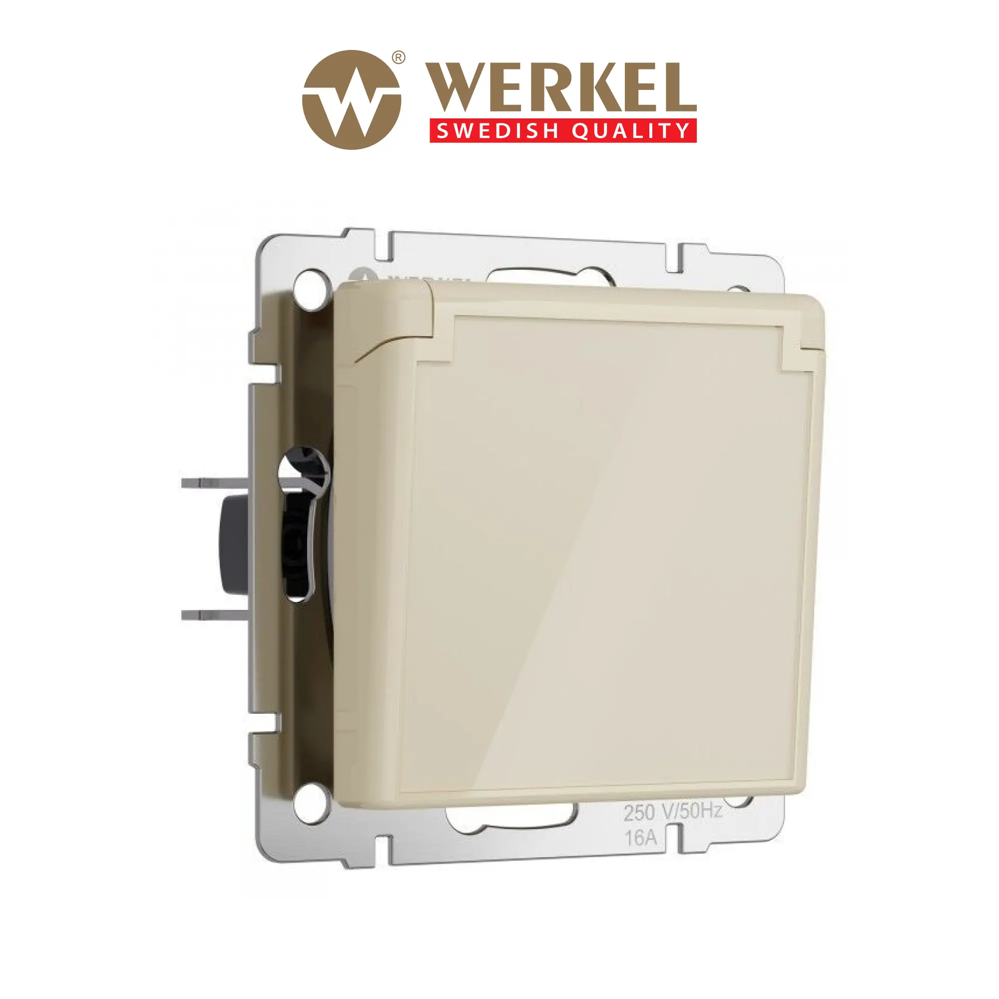 Изображение товара Встраиваемая влагозащитная розетка с заземлением и шторками Werkel W1171243 айвори