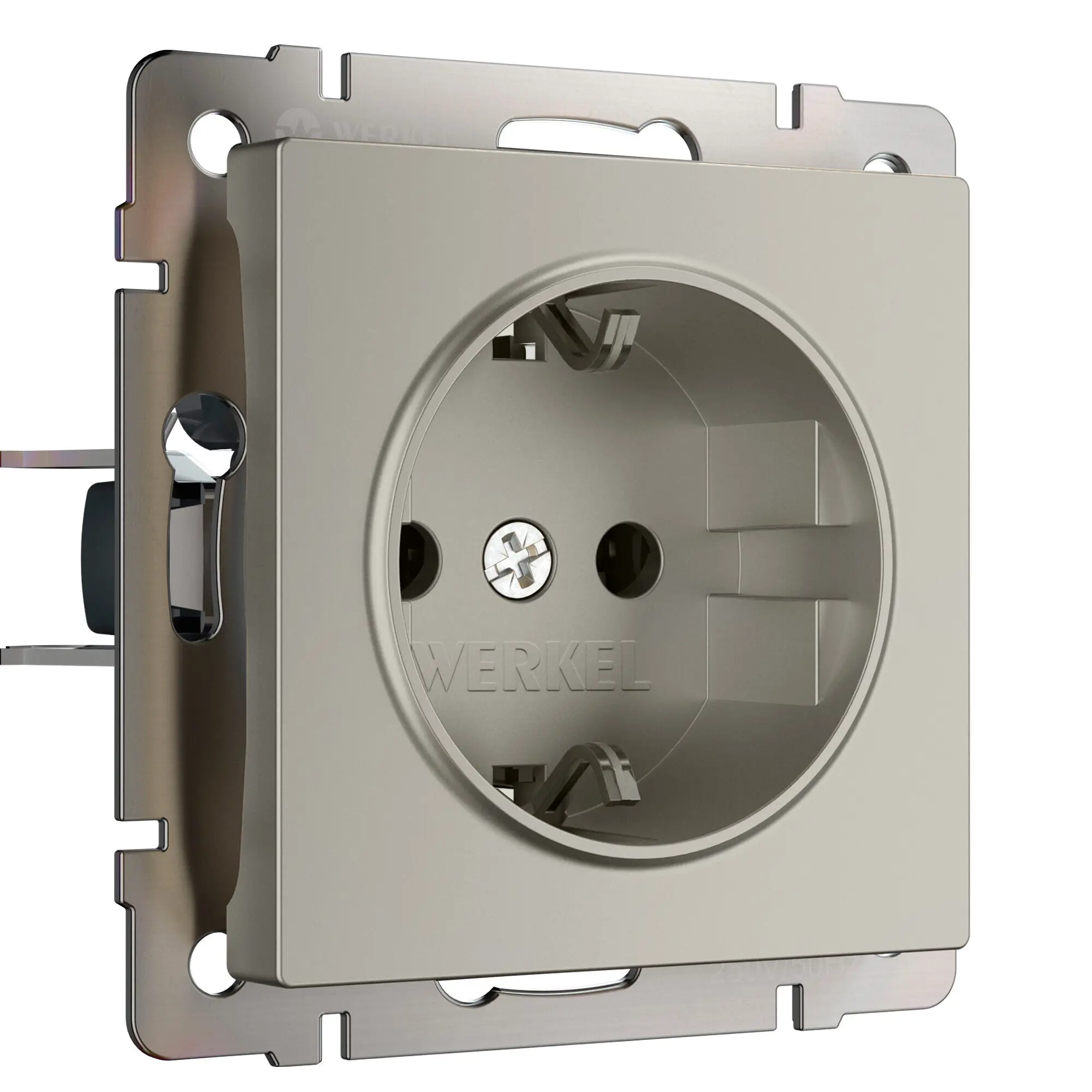 Изображение товара Розетка встраиваемая Werkel Встраиваемые механизмы a069463 с заземлением и шторками цвет дымчатый