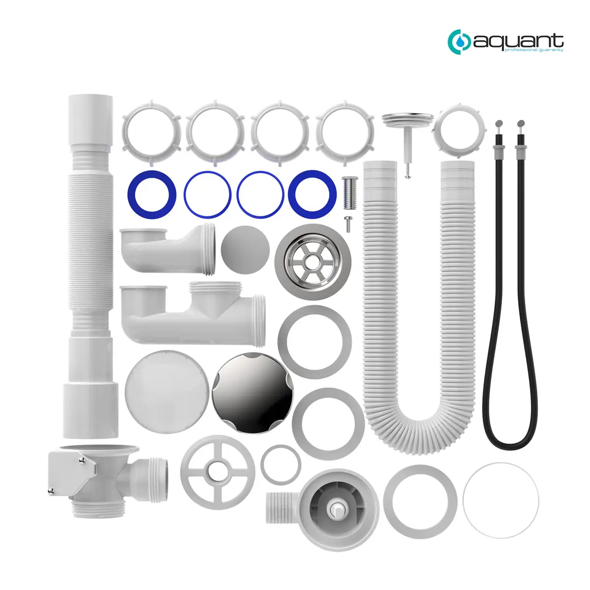 Изображение товара Сифон для ванны Aquant D50 мм белый регулируемый полуавтоматический