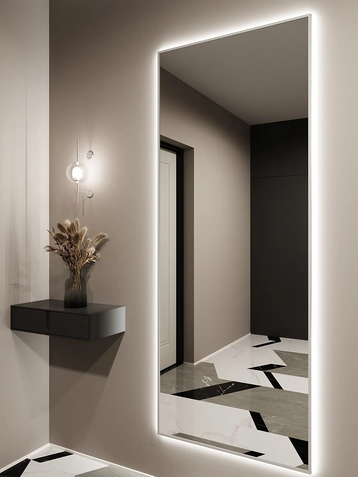 Изображение товара Зеркало с подсветкой Alumirror 18070с6000К 180x70 см в алюминиевой раме настенное цвет серебро