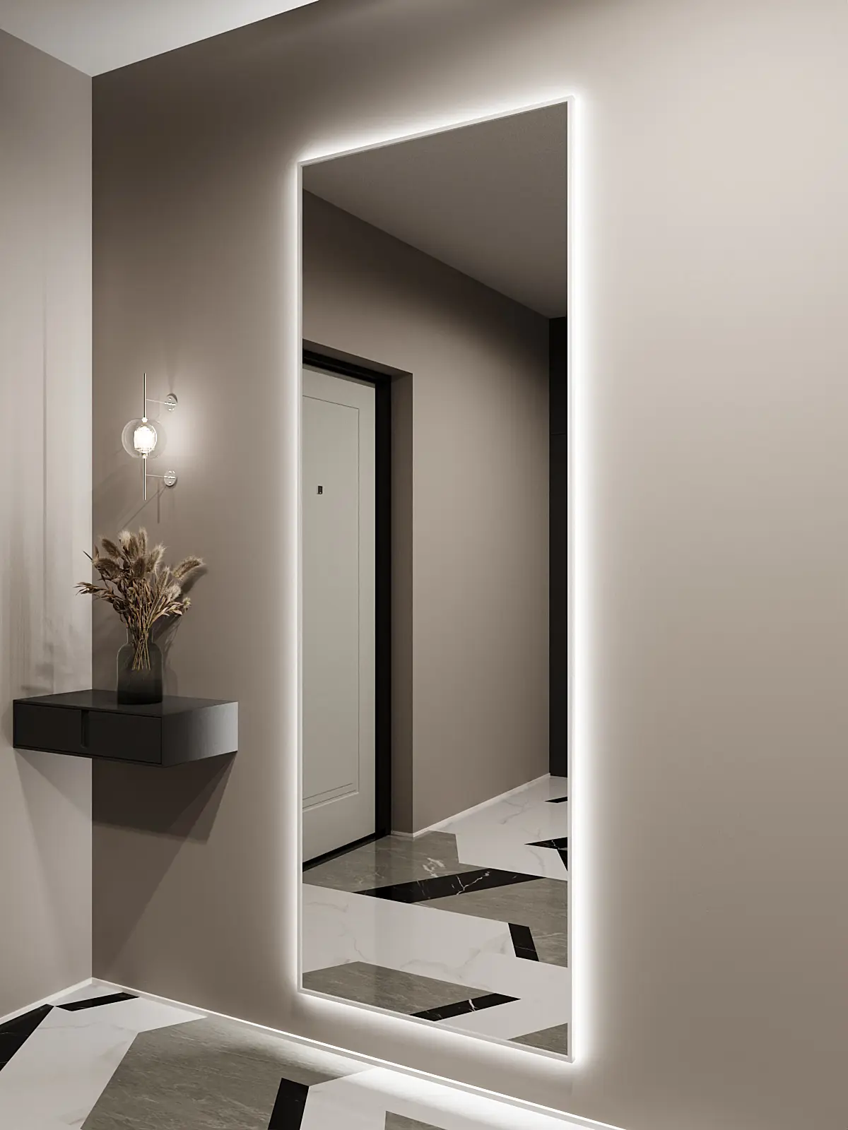 Изображение товара Зеркало с подсветкой Alumirror 20080б6000К 200x80 см в алюминиевой раме настенное цвет белое