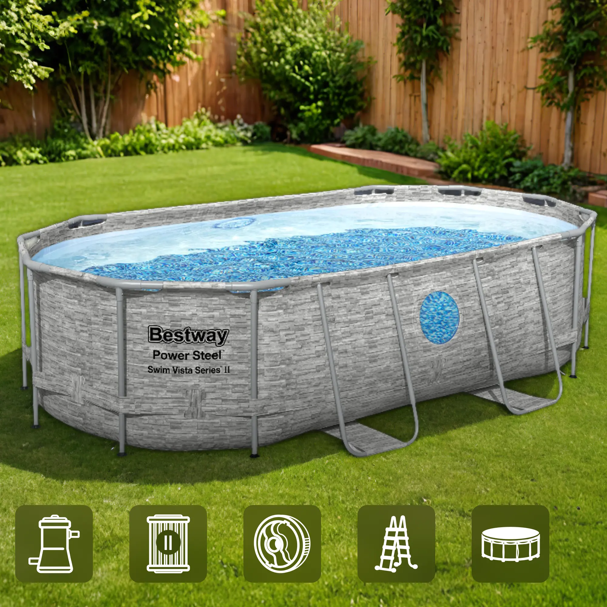 Изображение товара Каркасный бассейн Bestway 56714 BW 427x250x100 см 7250 л с системой фильтрации