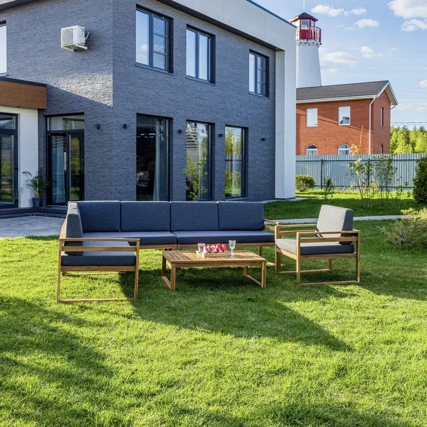 Изображение товара Набор садовой мебели Royal family Brooklyn угловой дерево, бежевый 3 предмета