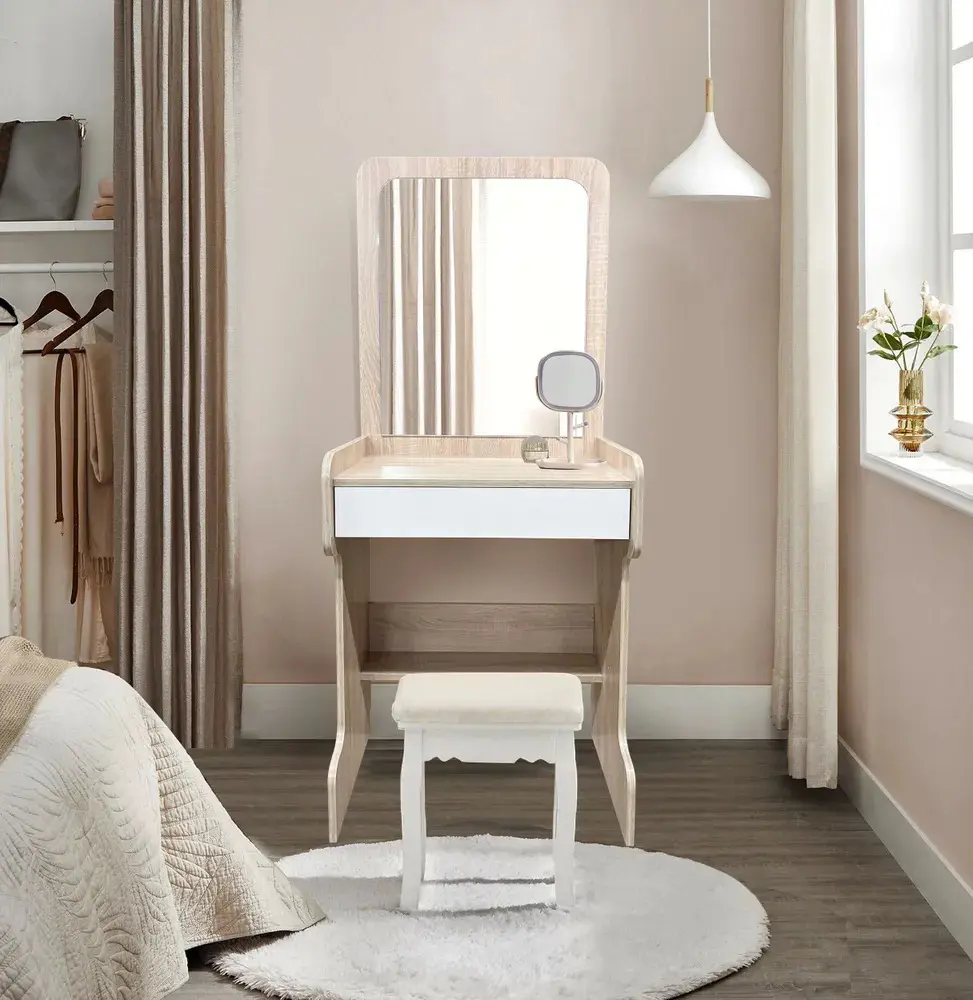 Изображение товара Компактный туалетный столик с зеркалом Нева цвет дуб сонома