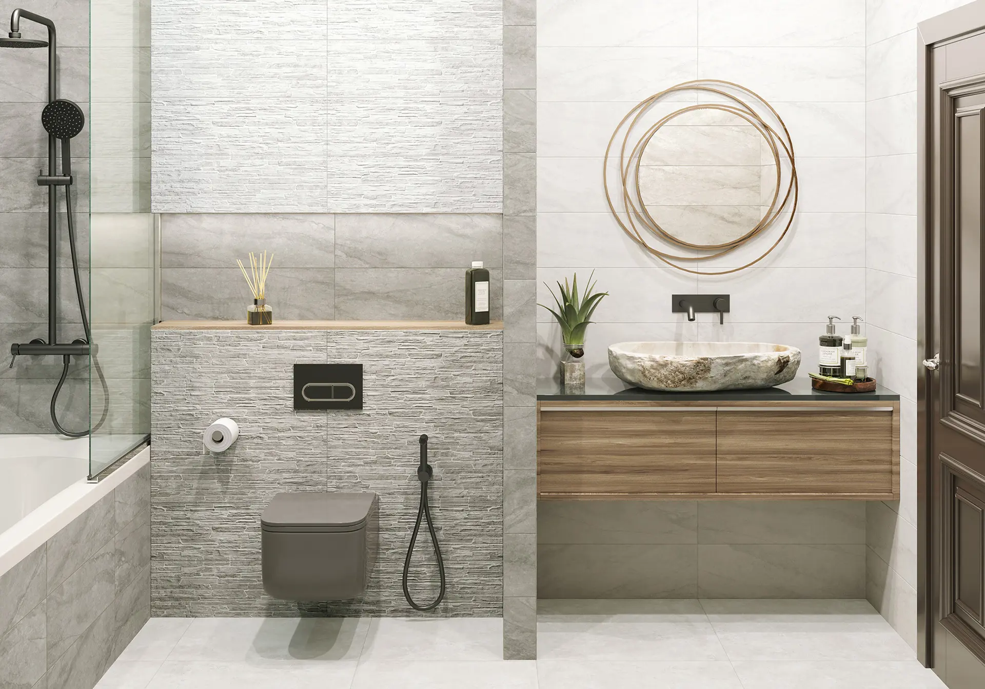 Изображение товара Керамическая плитка Alma Ceramica Rocko 20x60 см, глянцевая, серый