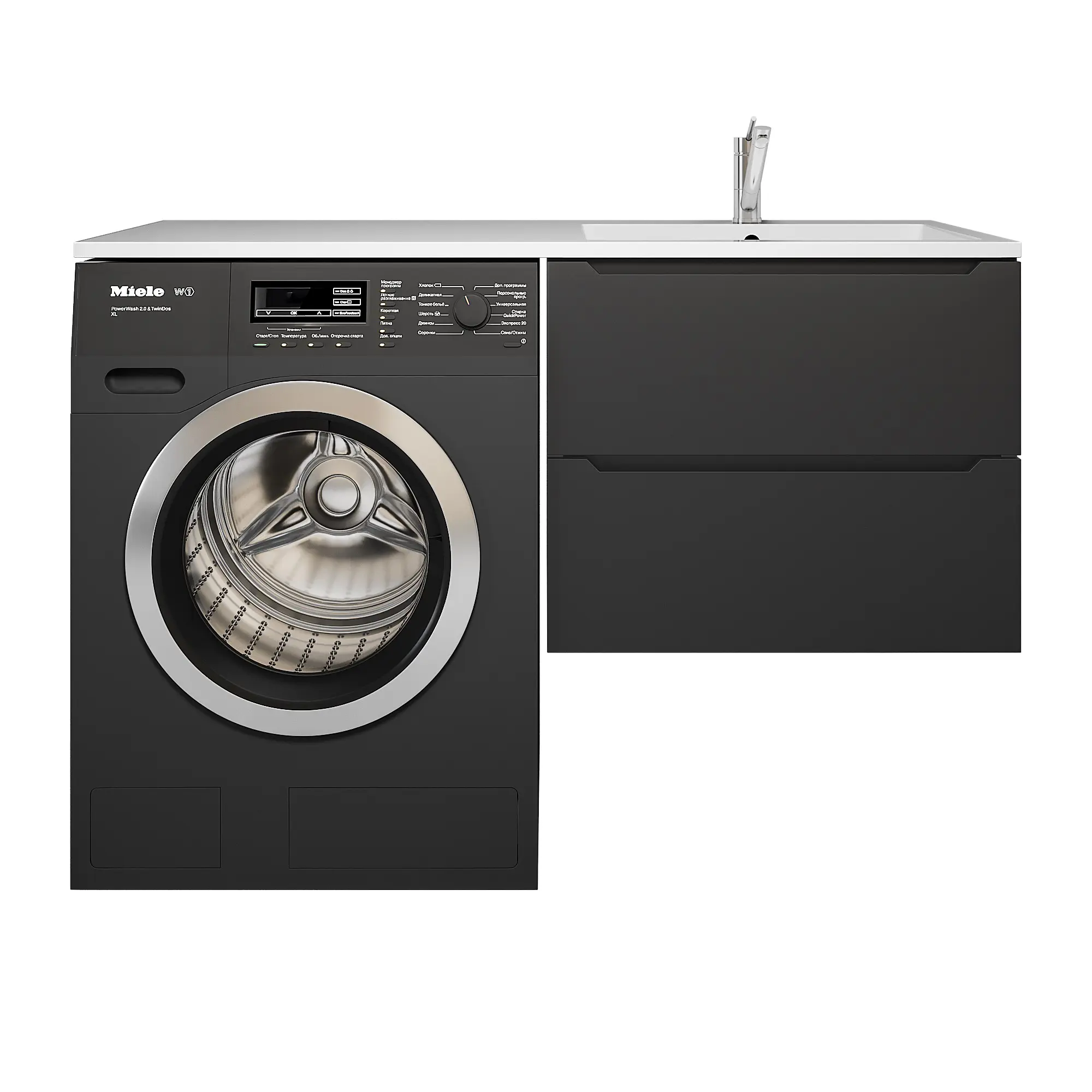 Изображение товара Тумба под стиральную машину Uperwood Tanos напольная 60см цвет черный матовый