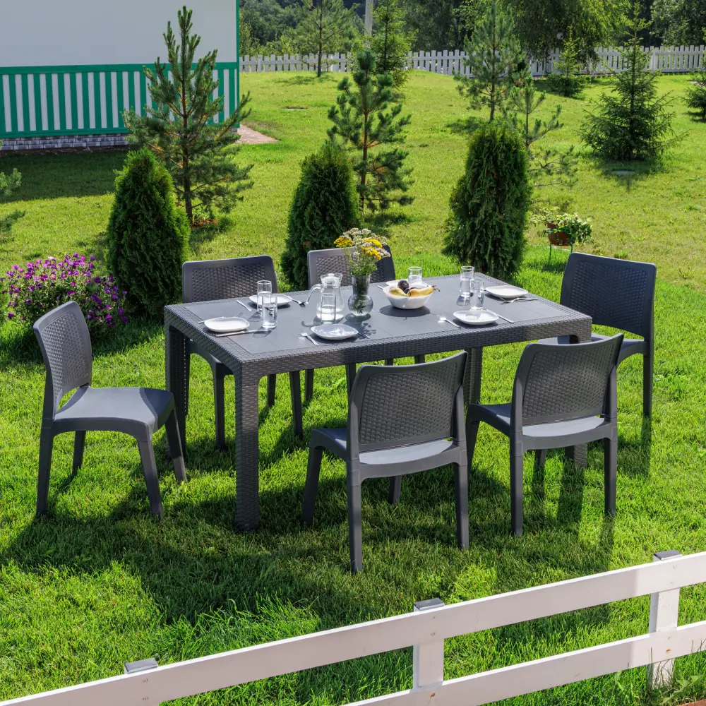 Изображение товара Набор садовой мебели Royal family July из пластика для 6 человек серый
