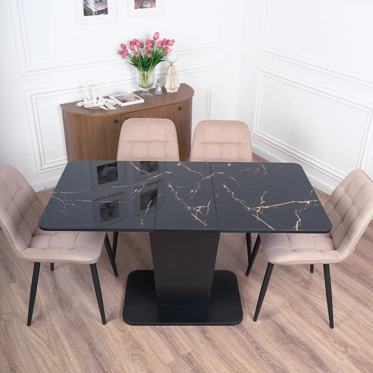 Изображение товара Кухонный стол прямоугольный Frenesie Грант стекло 110x70 см стекло цвет золотистый, черный