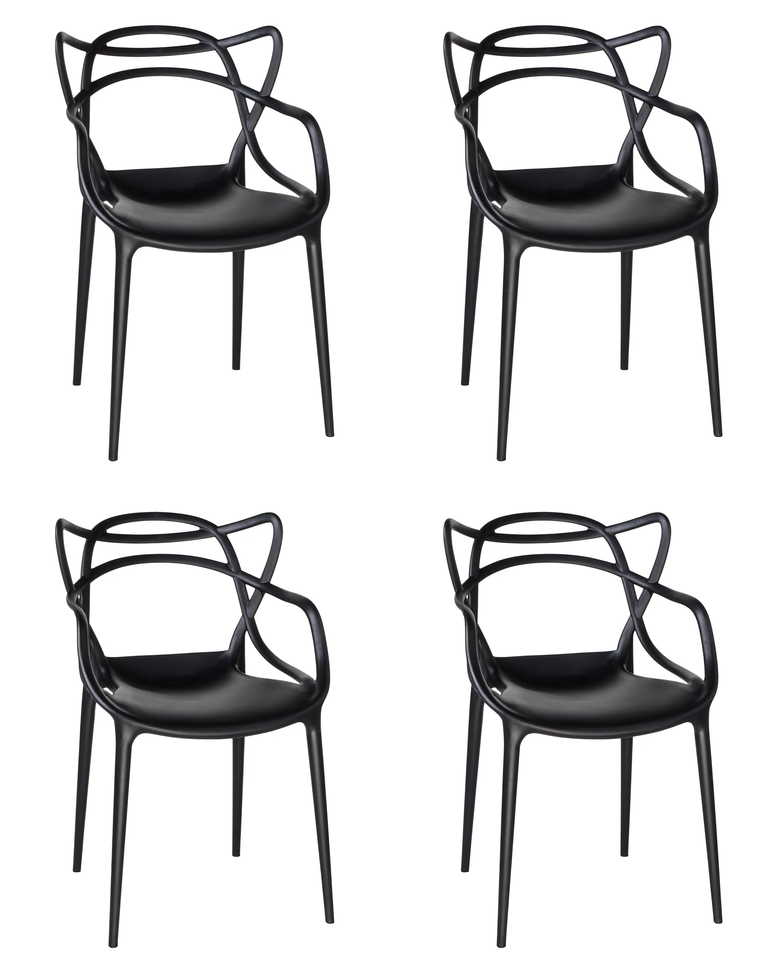 Изображение товара Комплект кухонных стульев 4 шт Dobrin Masters lmzl-pp601 50.5x50x56 см пластик цвет черный