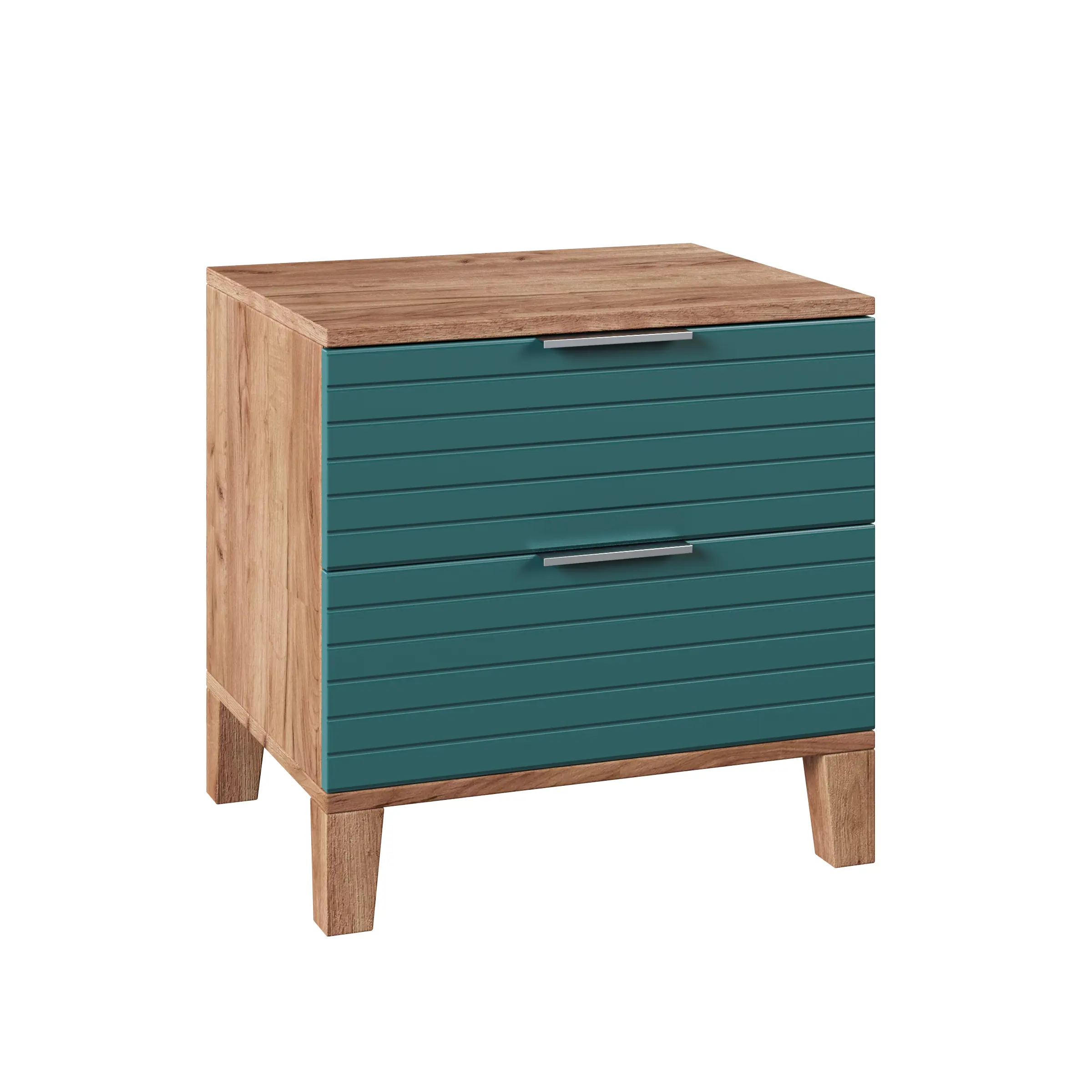 Изображение товара Тумба прикроватная Марвин 50x50x40 см с 2 ящиками из ЛДСП и МДФ зеленый стиль скандинавский