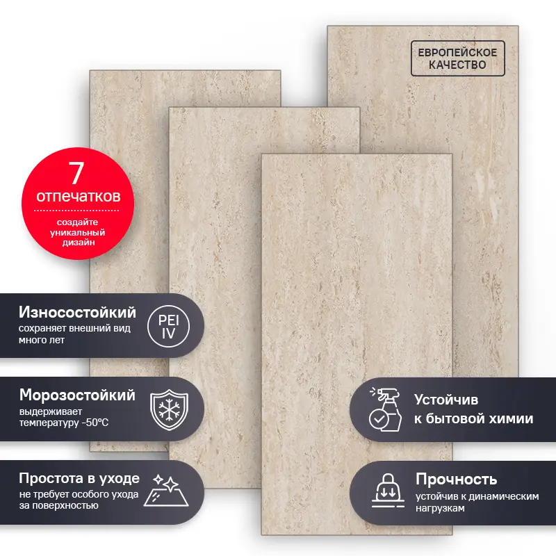 Изображение товара Керамогранит Estima Ragtime RG02 бежевый 30.6x60.9 см с имитацией травертин