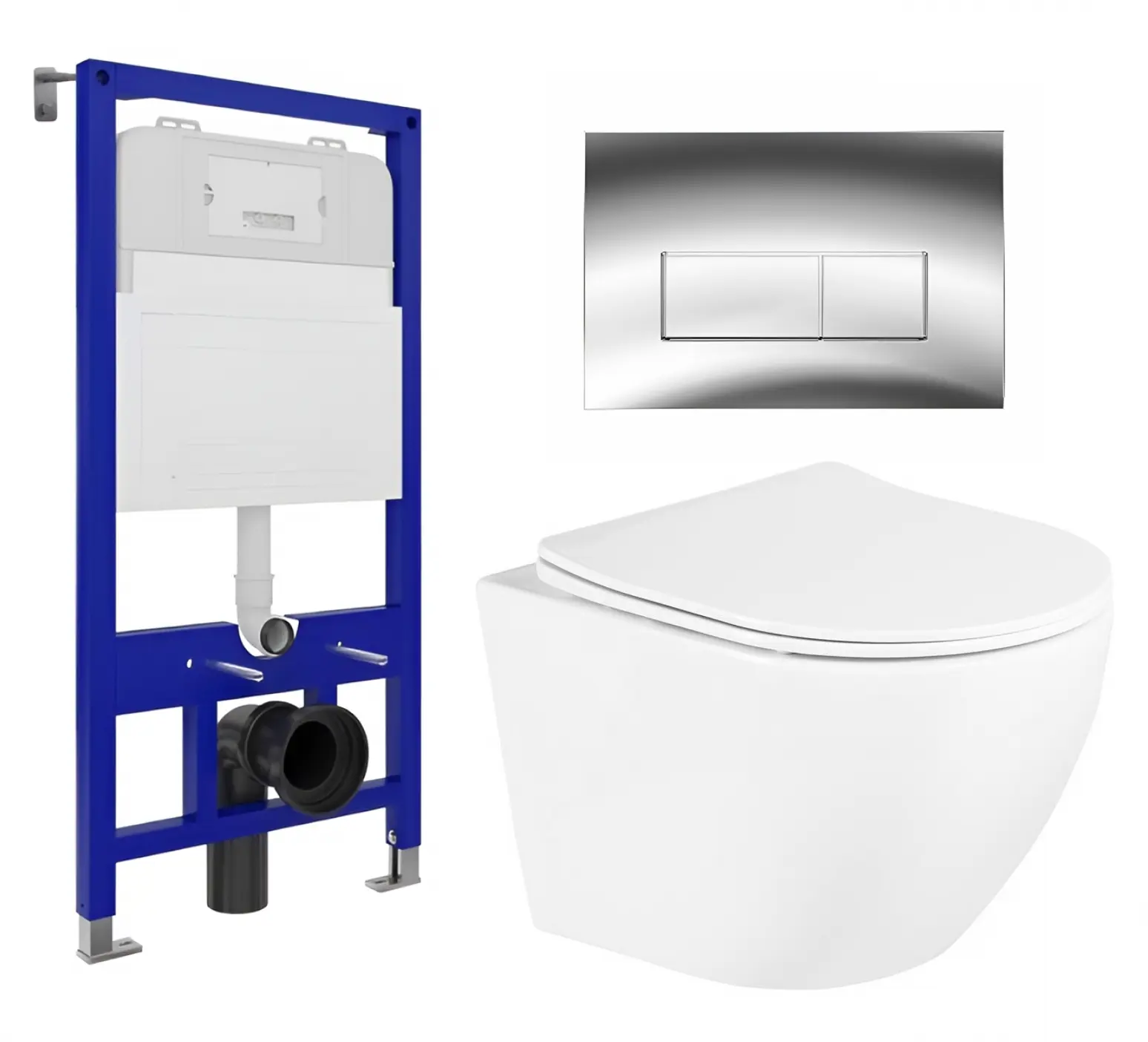 Изображение товара Комплект 3 в 1 инсталляция Enio Tecnico 52 + Унитаз подвесной BelBagno Uno + кнопка хром