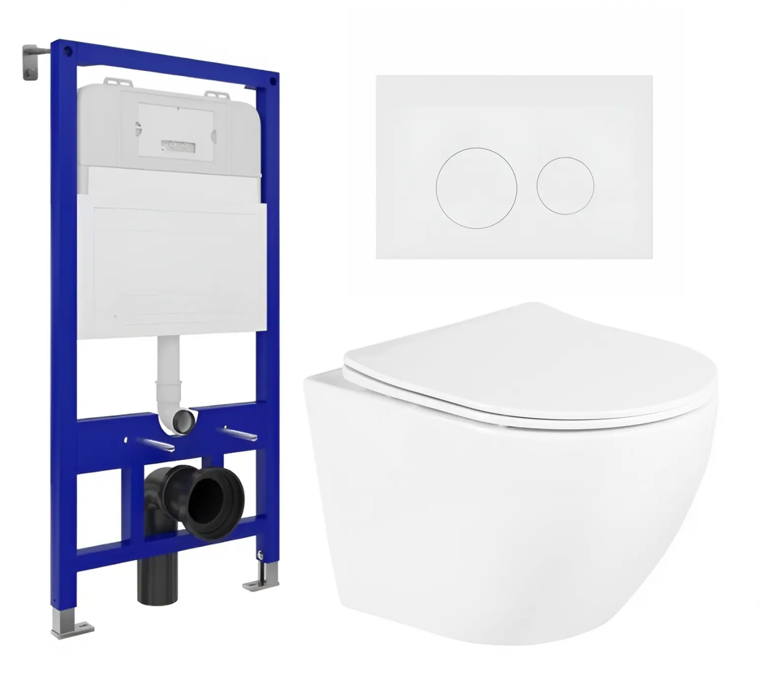 Изображение товара Комплект 3 в 1 инсталляция Enio Tecnico 52 + Унитаз подвесной BelBagno Uno + кнопка белая матовая1