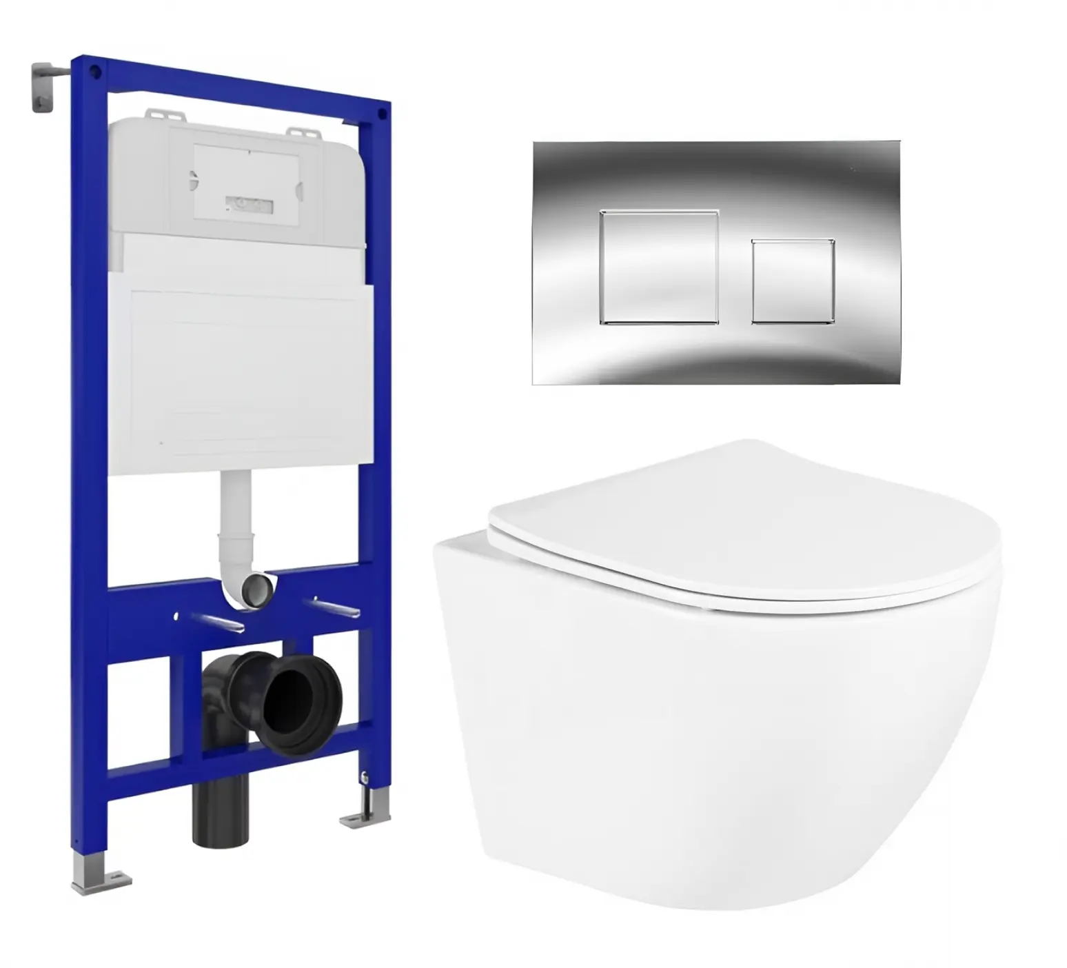 Изображение товара Комплект 3 в 1 инсталляция Enio Tecnico 52 + Унитаз подвесной BelBagno Uno + кнопка хром3