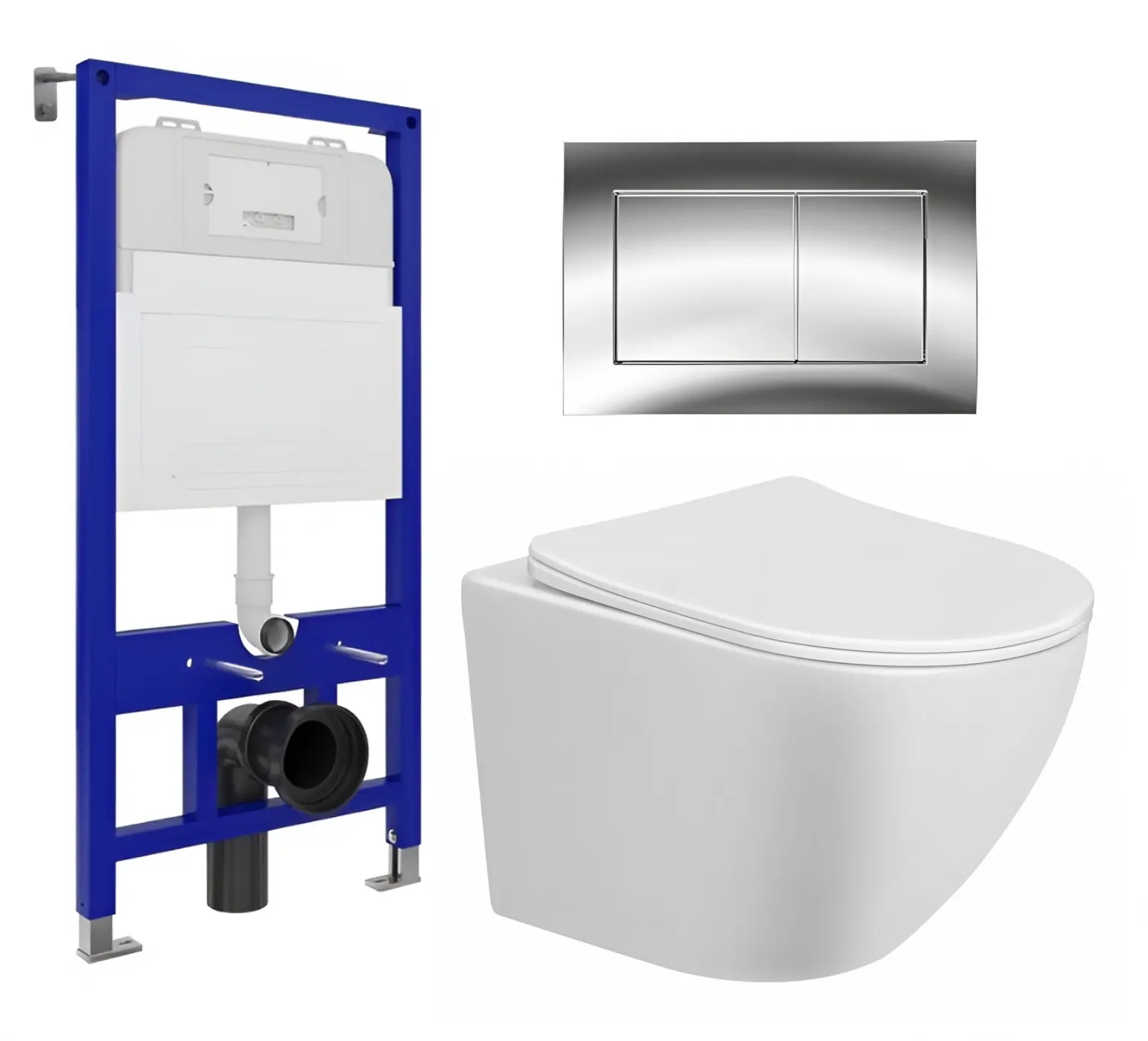 Изображение товара Комплект 3 в 1 инсталляция Enio Tecnico 52 + Унитаз подвесной Taliente Amato + кнопка хром2