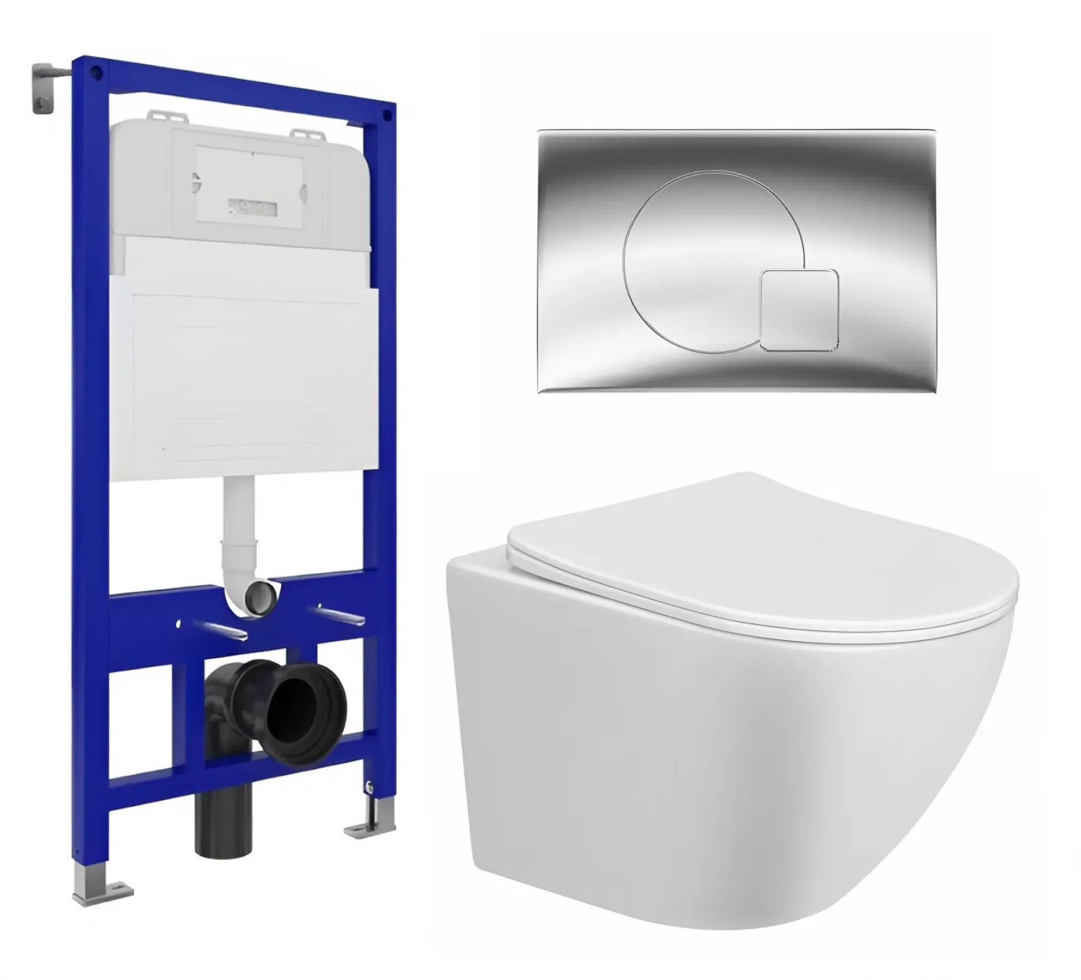 Изображение товара Комплект 3 в 1 инсталляция Enio Tecnico 52 + Унитаз подвесной Taliente Amato + кнопка хром4