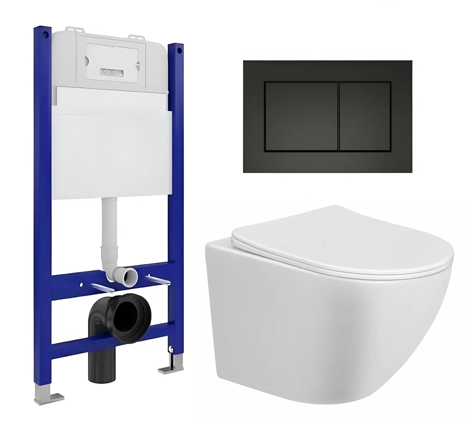 Изображение товара Комплект 3 в 1 инсталляция Enio Tecnico 50 + Унитаз подвесной Taliente Amato + кнопка черная матовая8