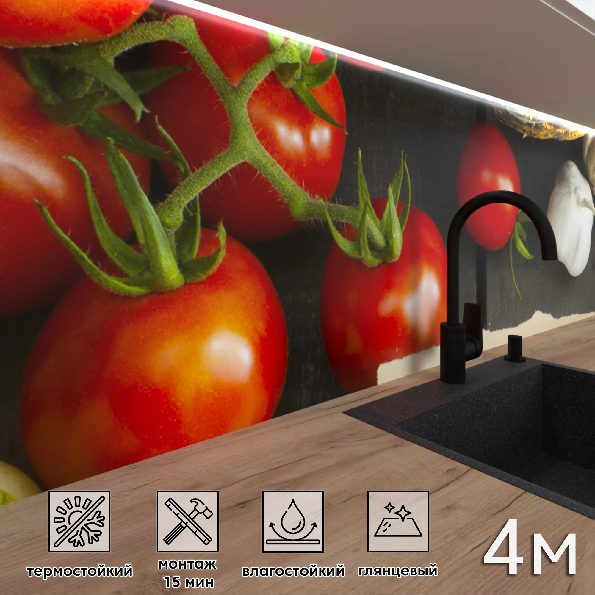 Изображение товара Стеновая панель Фартукофф ФФ - 209 400x60x1 мм ПВХ коричневый красный глянец