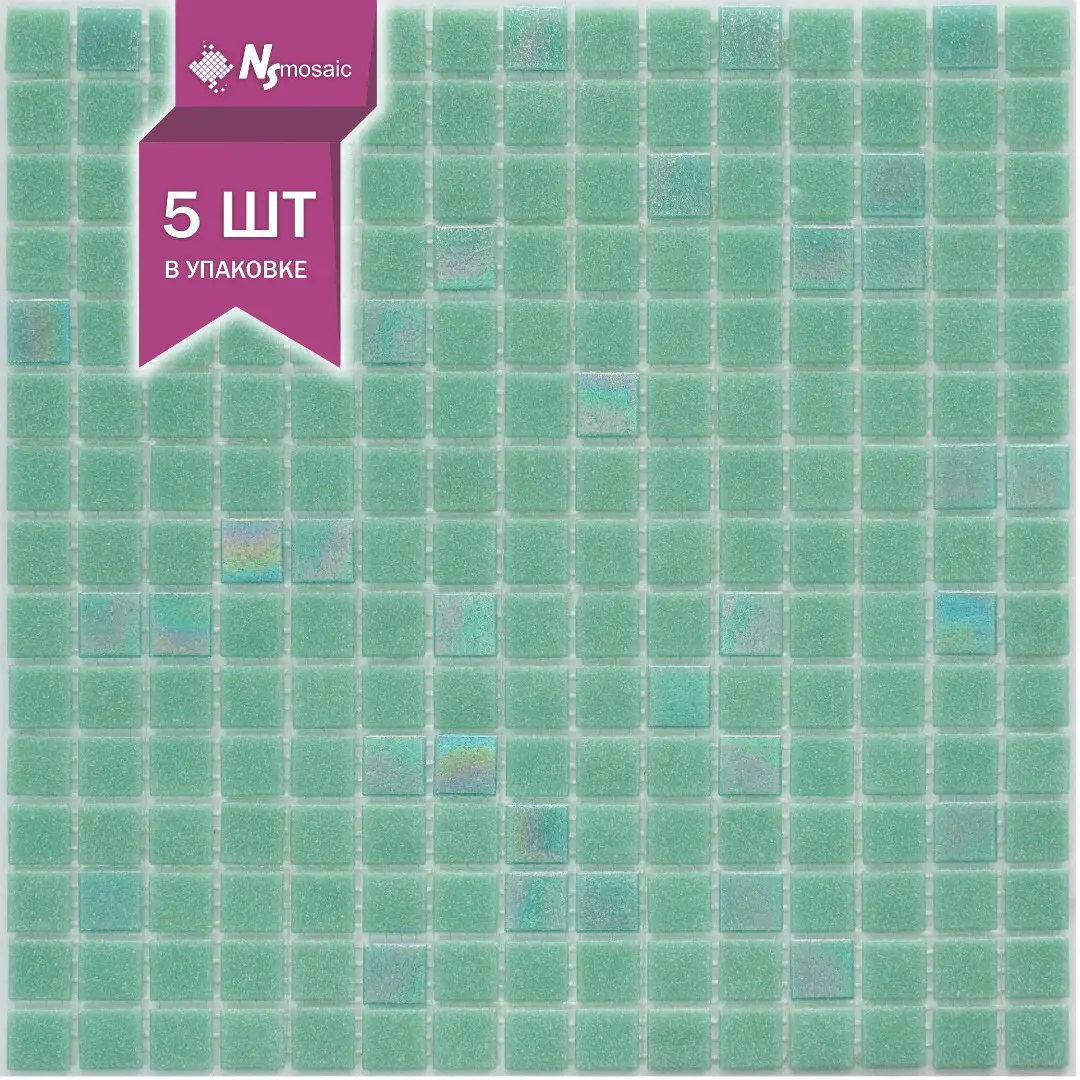 Изображение товара Стеклянная мозаика Nsmosaic MIX24 32.7x32.7 см зеленая перламутровая