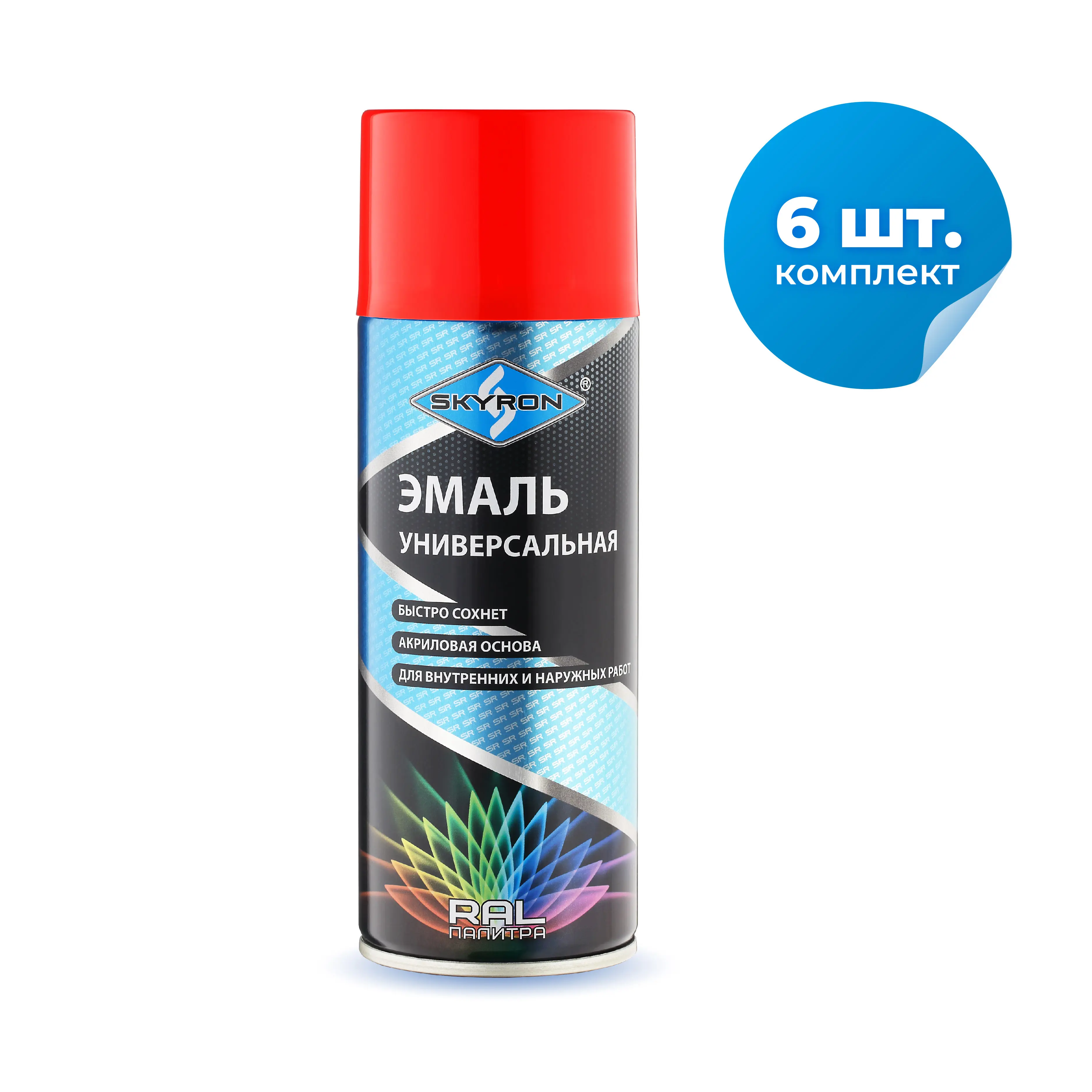 Изображение товара Эмаль аэрозольная Skyron универсальная полуглянцевая красная RAL 3020 520 мл